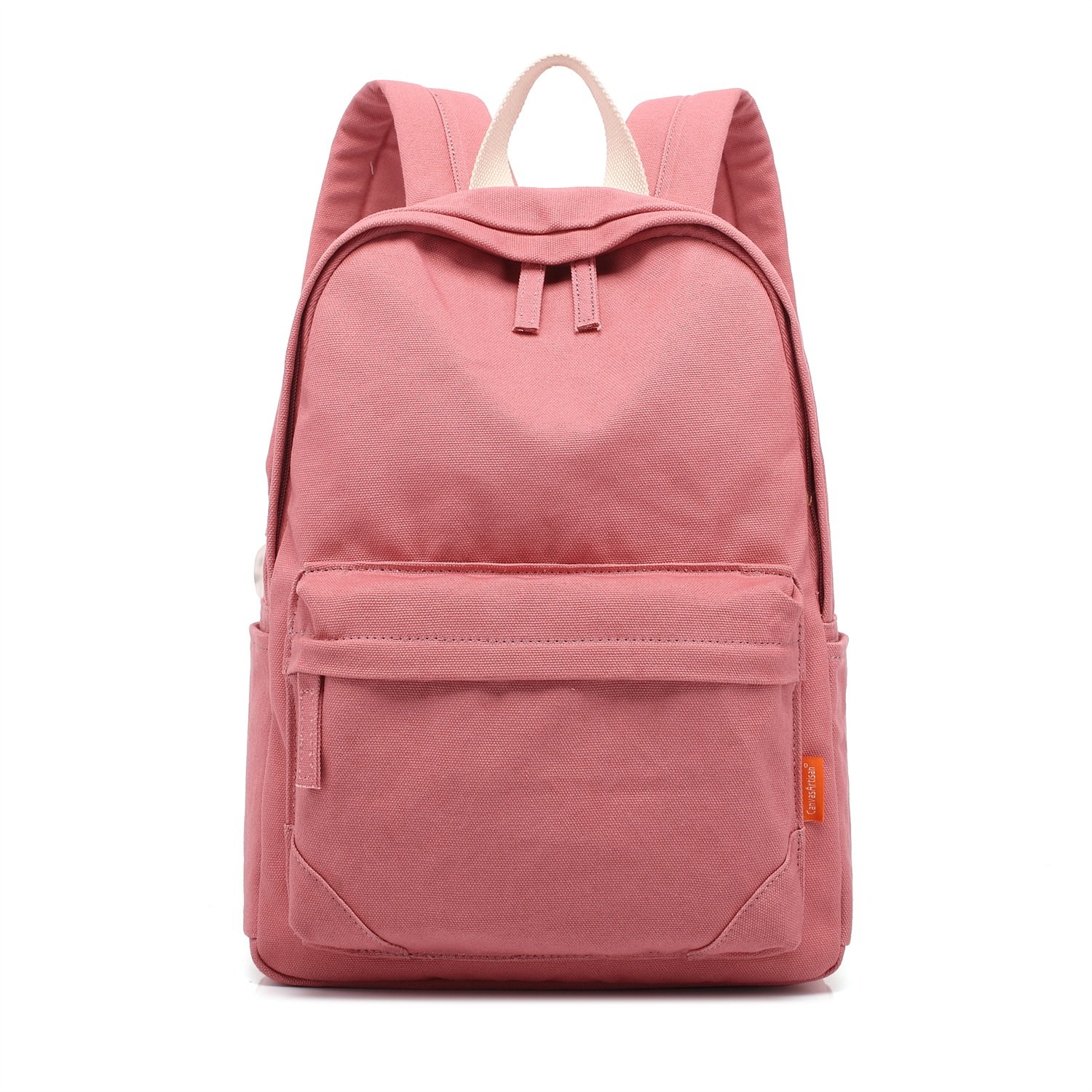 Tom Clovers Canvas Backpack - Waterproof Laptop Backpack for Women & Men, 15.6 Inch School College Travel Rucksack, Durable Weekender Bag with USB Charging Port - Perfect for Work, Gym & Outdoor Adventures (Pink)