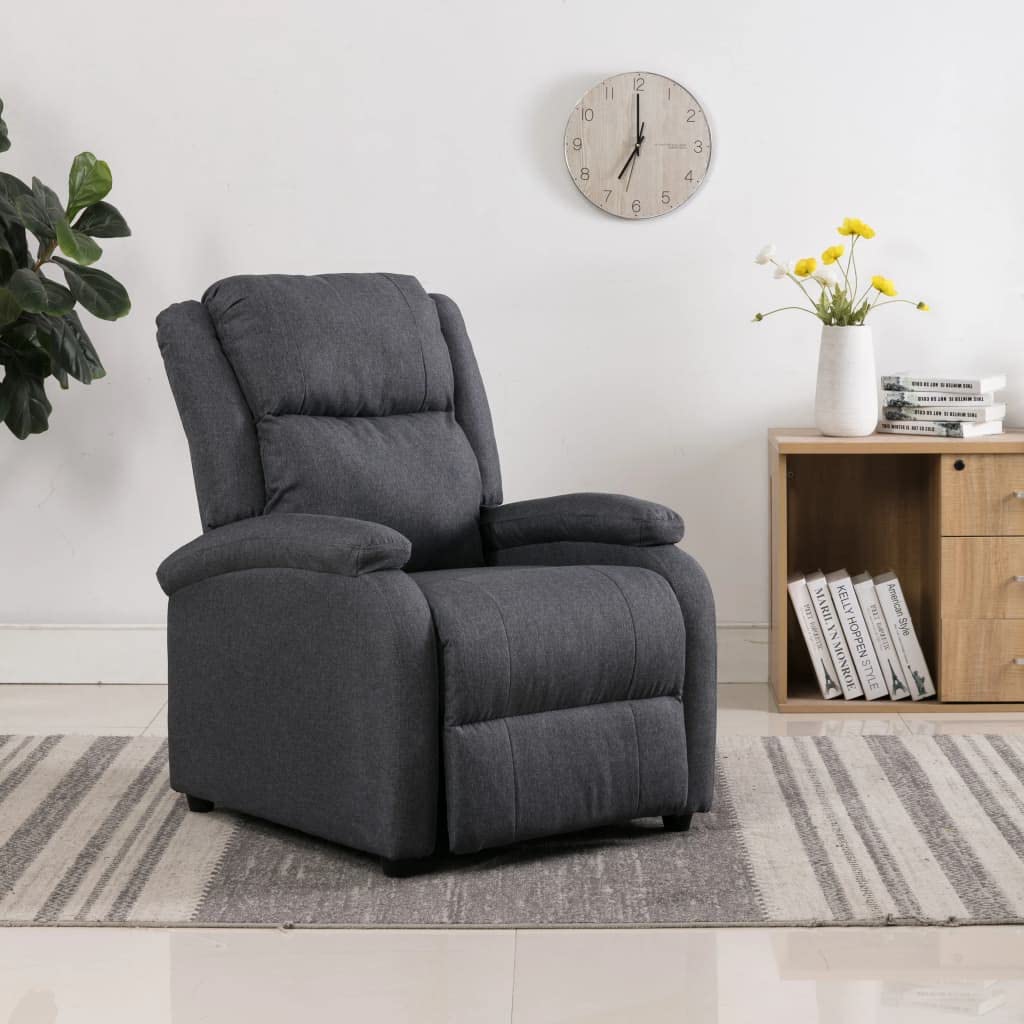 Dark Gray Fabric Reclining Lounge Chair - Single Recliner Sofa with Padded Seat for Home Theater, Living Room & Reading | Comfortable TV Recliner Chair for Relaxation