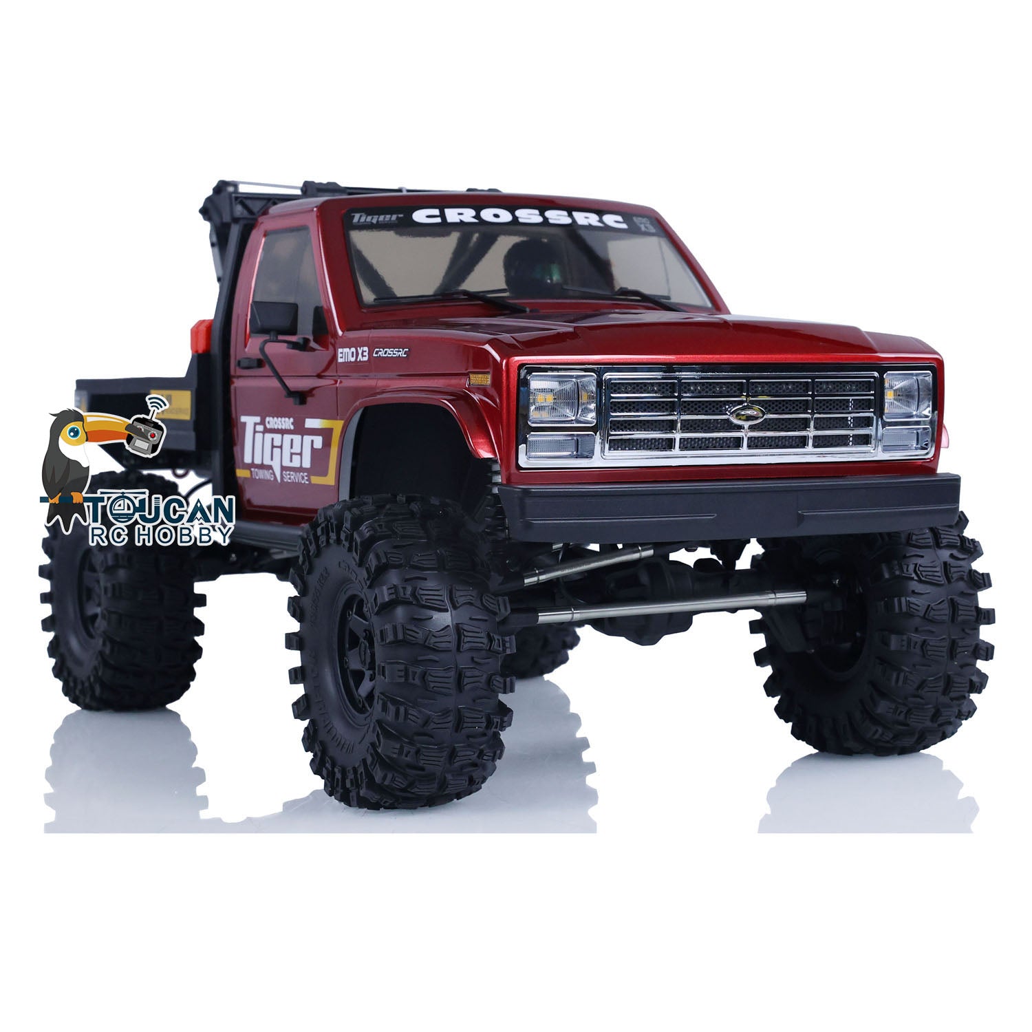 CrossRC EMO X3 1/8 Scale 4WD RC Towing Rescue Truck - 4x4 Remote Control Crawler with LED Light System & 2-Speed Transmission - Off-Road Adventure & Emergency Simulation Vehicle