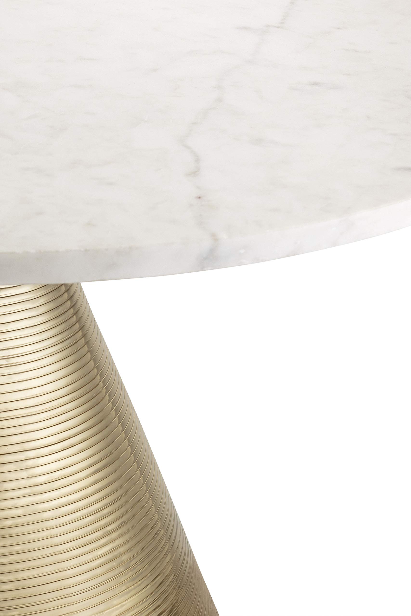 TOV Furniture Tempo Modern Round Marble Coffee Table with Gold Base - 30 Inch White Marble Top - Luxury Living Room Center Table for Home Decor & Entertaining