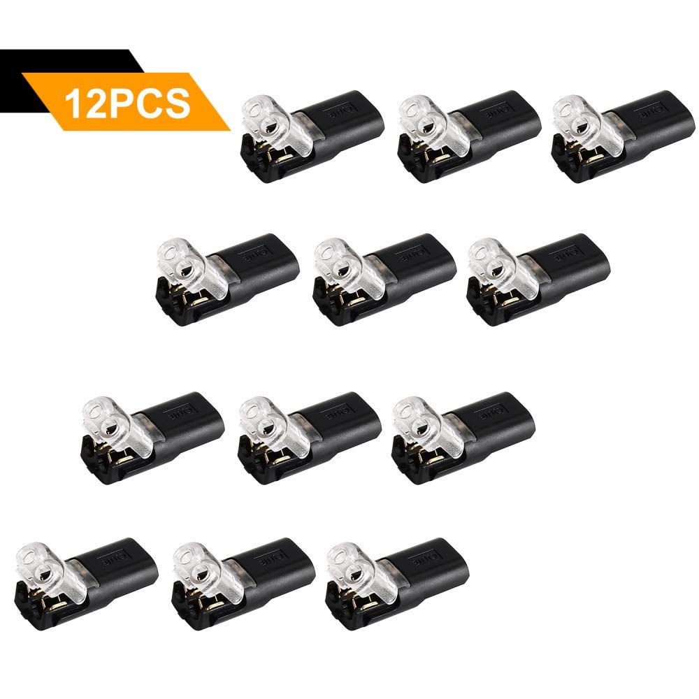 TYUMEN 12-Pack 2 Pin Spring Wire Connectors - No Stripping Tool Required, Quick Splice Terminals for AWG 20-24 Wires - Ideal for LED Lighting, Home Electrical Projects & DIY Wiring Repairs