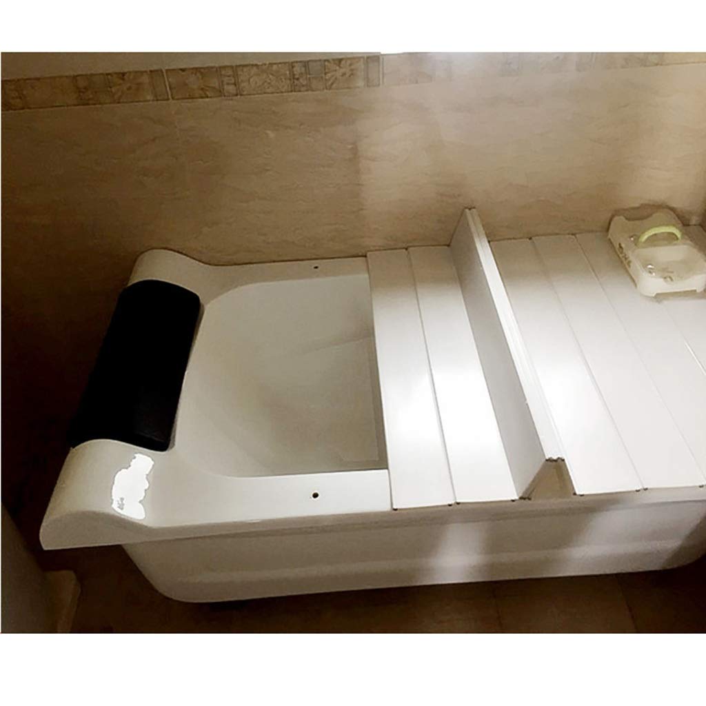 Bathtub Tray Cover - Foldable White PVC Dustproof Bath Lid (80×150cm) | Bathroom Storage Organizer for Soap, Books & Candles | Perfect for Relaxing Bath Time & Spa Days
