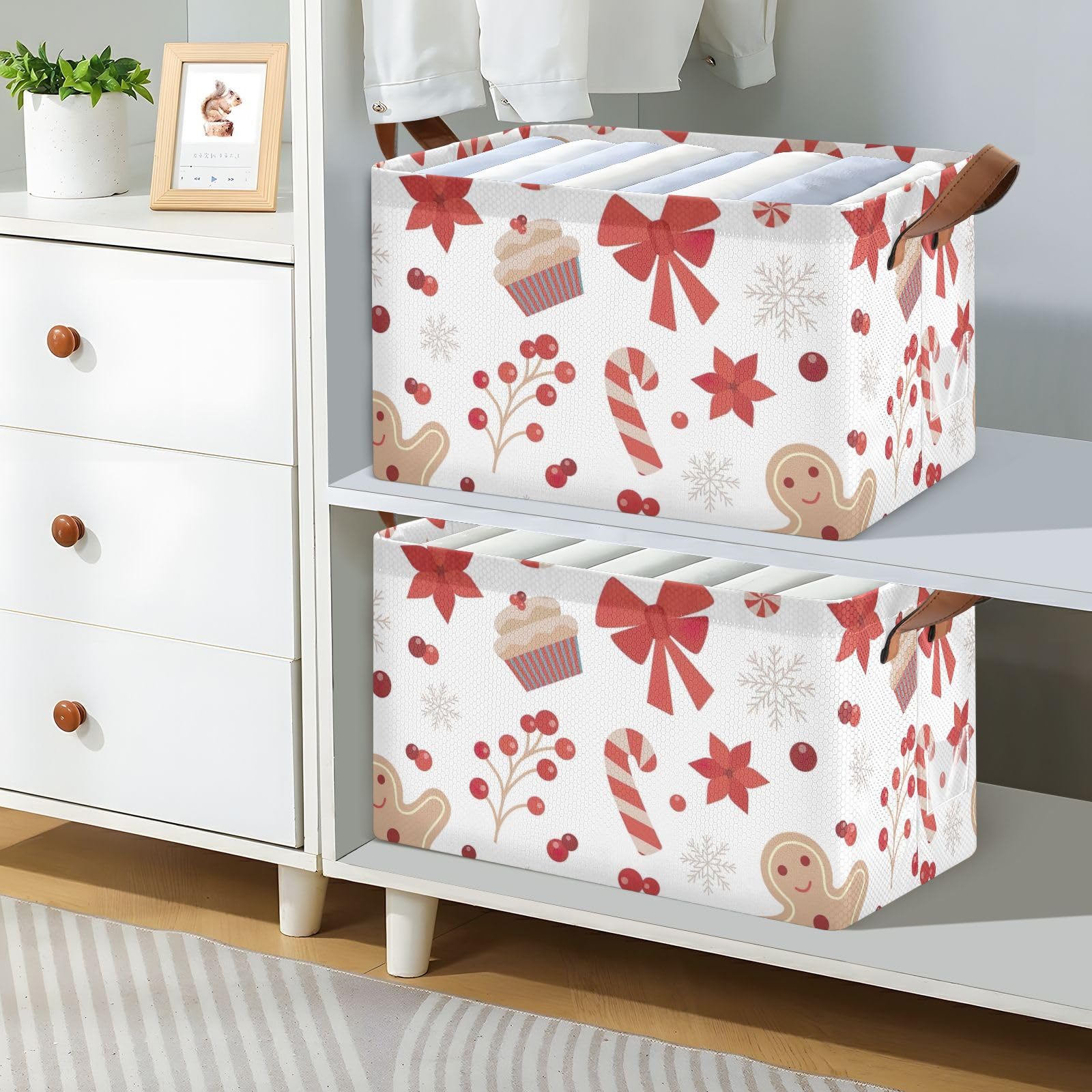Gingerbread Man Storage Bins - Pantry Organization Baskets for Home & Kitchen
