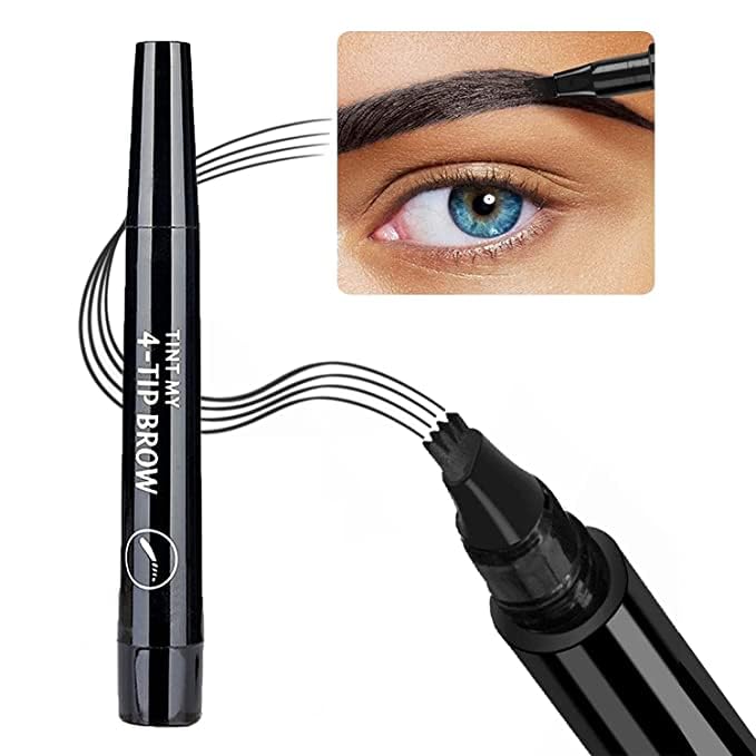 VOXBIT Pointed Tip Eyebrow Pen - Long Lasting Waterproof & Smudge-Proof Liquid Eyebrow Pencil (Black) - Perfect for Daily Makeup, Salon Looks & Special Occasions