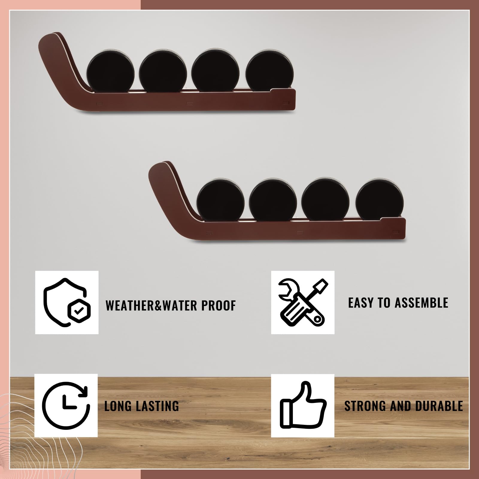 2 Pcs Wooden Hockey Puck Display Shelf - Wall Mount Hockey Puck Holder for Players & Team Gifts - Living Room, Man Cave & Sports Bar Decor - Perfect for Hockey Fan Collectibles & Memorabilia Storage