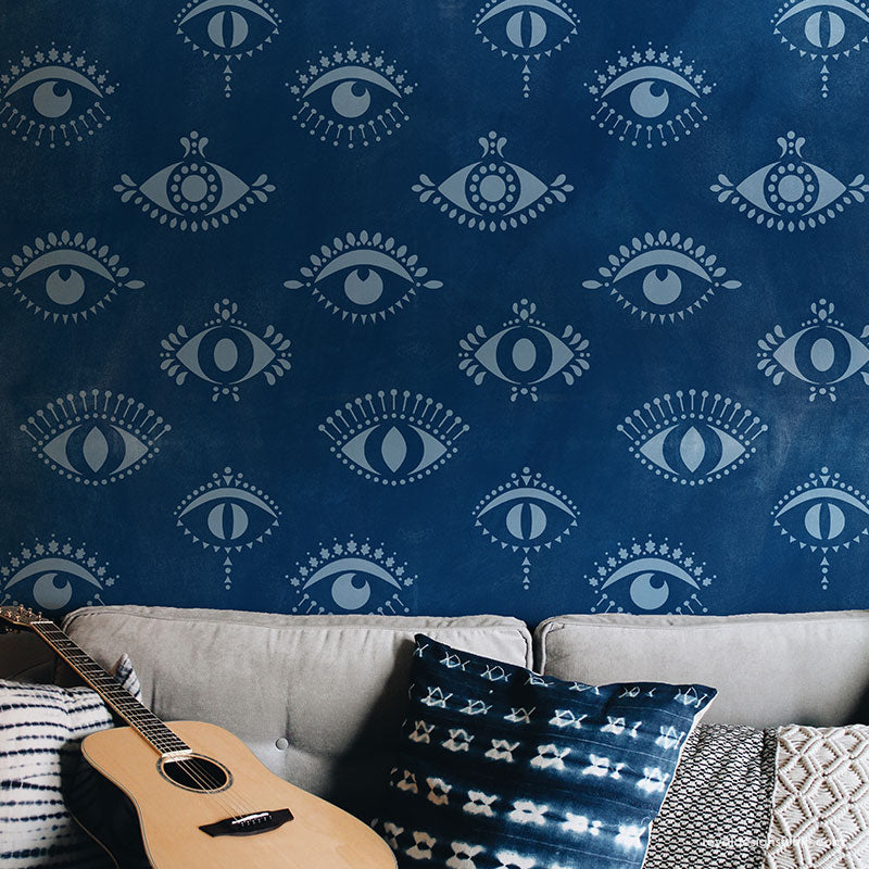 Protective Eyes Wall Stencil - DIY Home Decor Stencils for Creative Painting - Perfect for Bedroom, Nursery, and Living Room Wall Art Projects