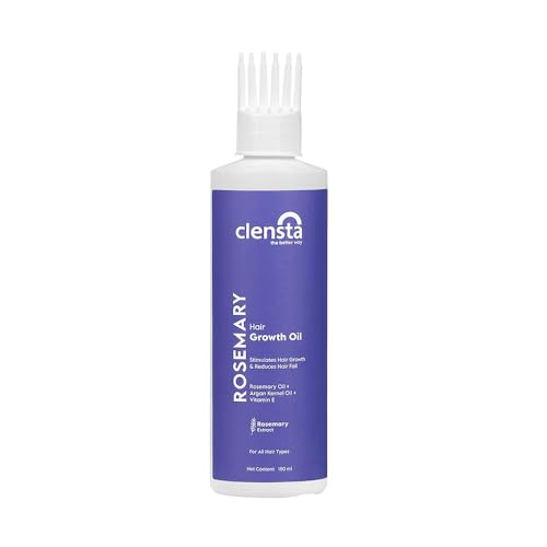 Clensta Rosemary Hair Growth Oil with Kernel Oil & Vitamin E - Reduces Hair Fall, Strengthens Hair, Prevents Breakage - Sulfate & Paraben Free 150ml - For Men & Women All Hair Types - Perfect for Daily Use & Scalp Massage