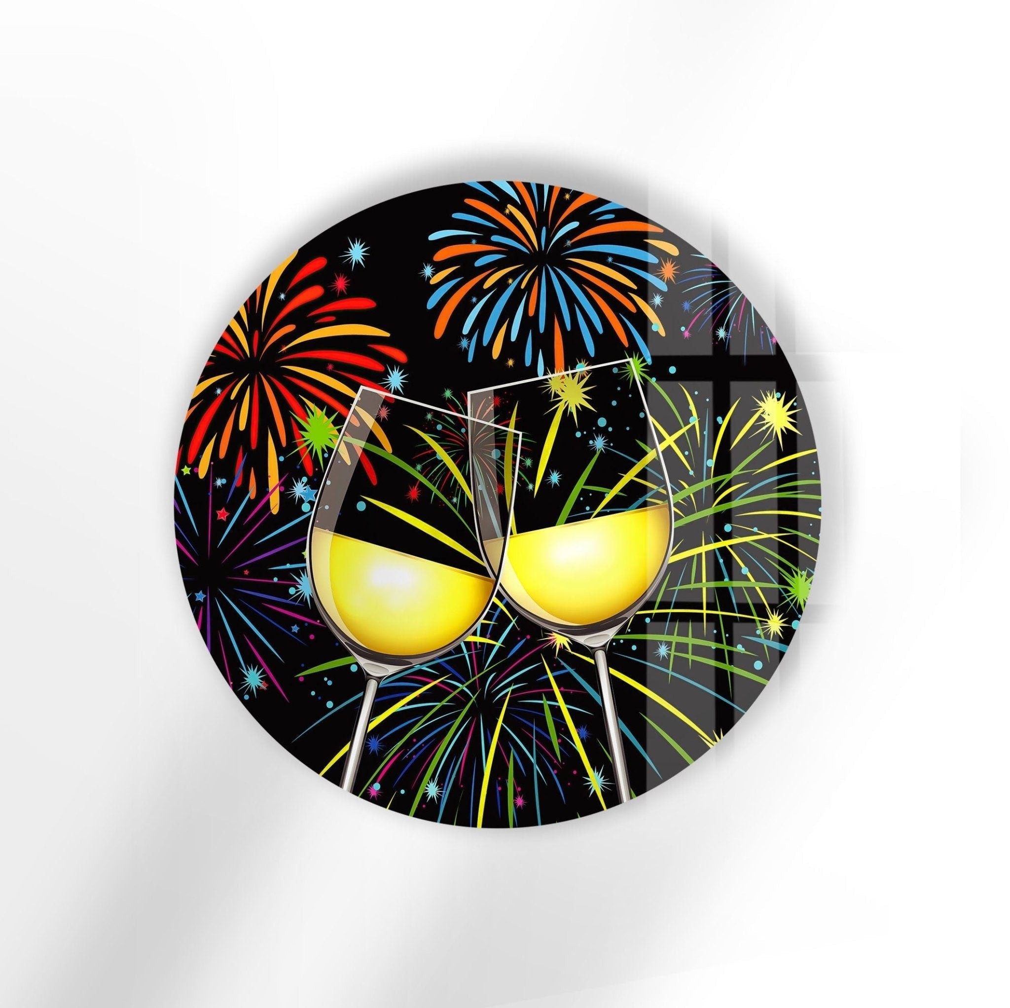 Abstract Round Cocktails Glass Wall Art - Modern Home Decor for Living Room, Bar & Kitchen - Perfect for Wine Lovers & Entertaining Guests