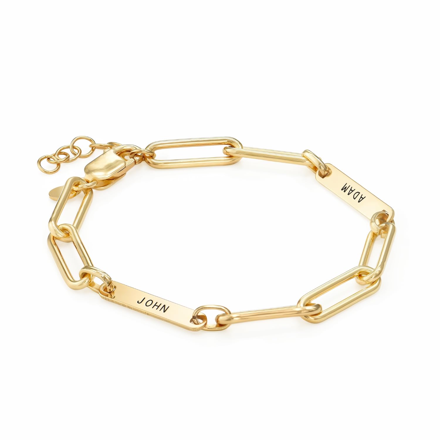 OAK & LUNA Personalized Ivy Name Paperclip Chain Bracelet - Custom Engraved Jewelry Gift for Women, Mom, Her - Mother's Day, Christmas, Birthday Present - Perfect for Everyday Wear, Date Nights & Special Occasions