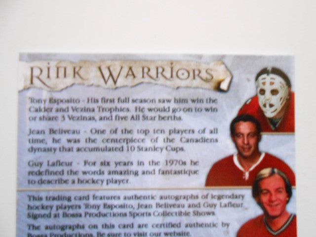 Beliveau Esposito LaFleur Triple Autographed Hockey Card - Rare Collectible for NHL Fans & Sports Memorabilia Enthusiasts - Perfect for Display, Gifts & Investment