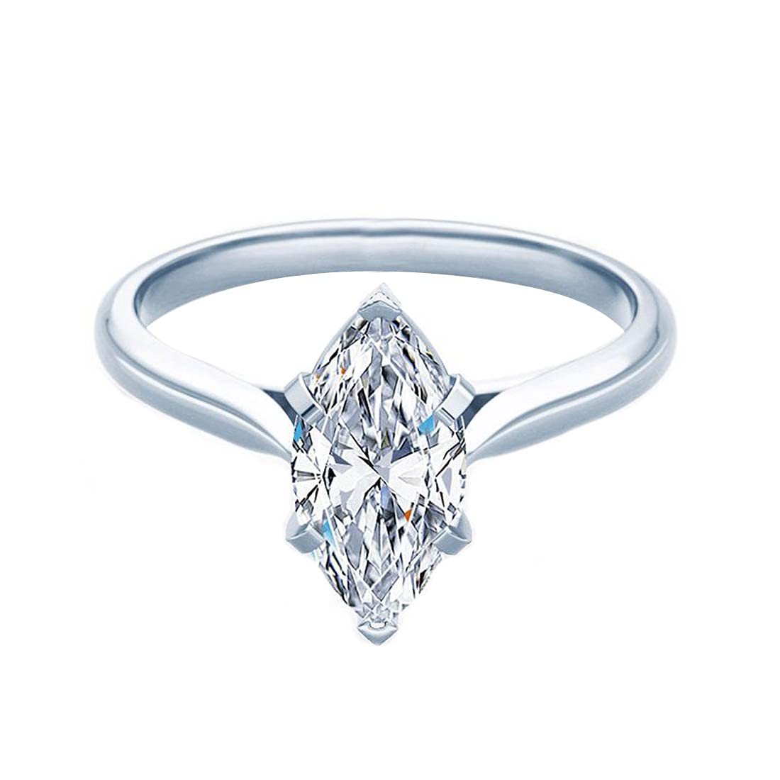 1.00 TCW Simulated Marquise Diamond Solitaire Engagement Ring - 14k Gold Plated Sterling Silver Wedding Band for Women - Cathedral Setting Anniversary & Proposal Ring - Perfect for Weddings, Anniversaries, Valentine's Day Gifts