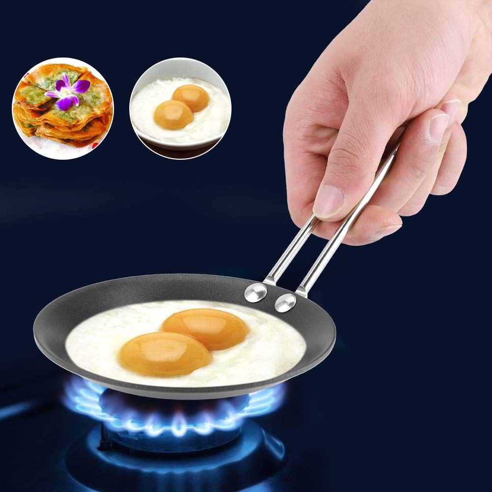Nonstick Mini Fry Pan - Small Skillet for Baking, Cooking Eggs & More - Cute Household Cookware with Steel Handle - Perfect for Breakfast, Camping & Small Kitchens