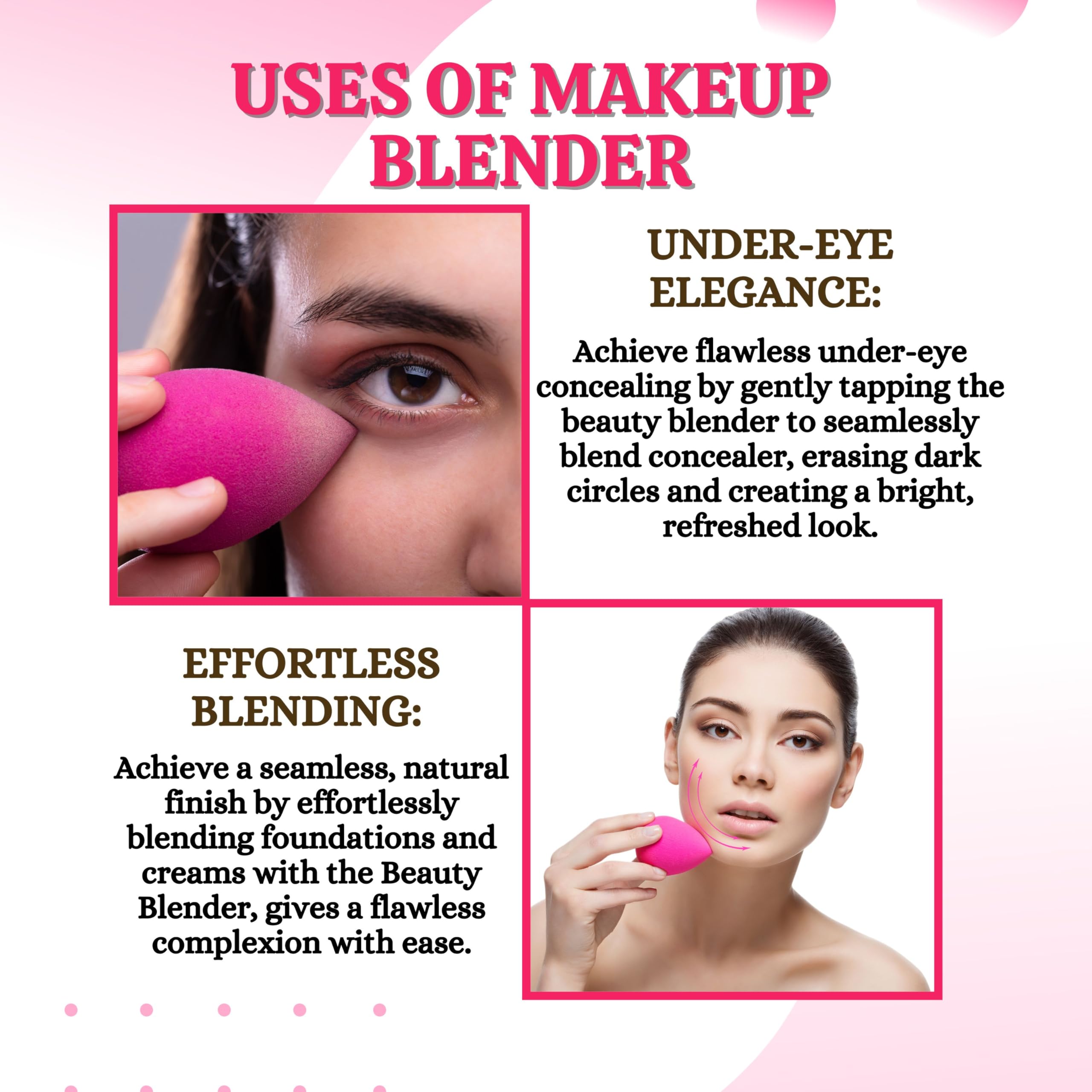 Riyo Herbs Precision Beauty Blender Puff for CC Cream, Primer & Foundation | 100% Latex-Free & Cruelty-Free Makeup Sponge | Soft Blending for Flawless Face Makeup | Perfect for Daily Use & Professional Makeup Application (Pink)