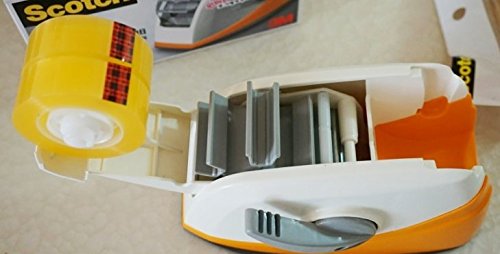 3M Desktop Dual-2 Acrylic Sticky Tape Dispenser with Self-Cutting Feature - Orange Tape Holder for Office, Crafting, and Packaging | Perfect for Wrapping Gifts, Securing Documents, and DIY Projects