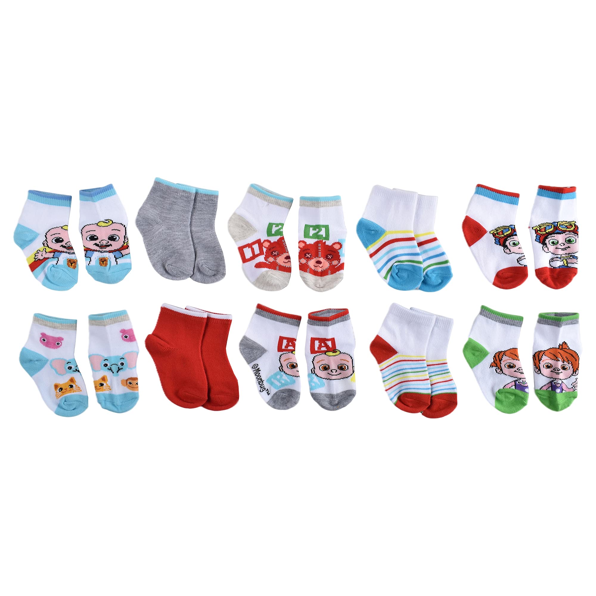 CoComelon Boys' Quarter Socks - Soft & Comfortable Ankle Socks for Toddlers & Kids - Perfect for Playtime, School & Everyday Wear