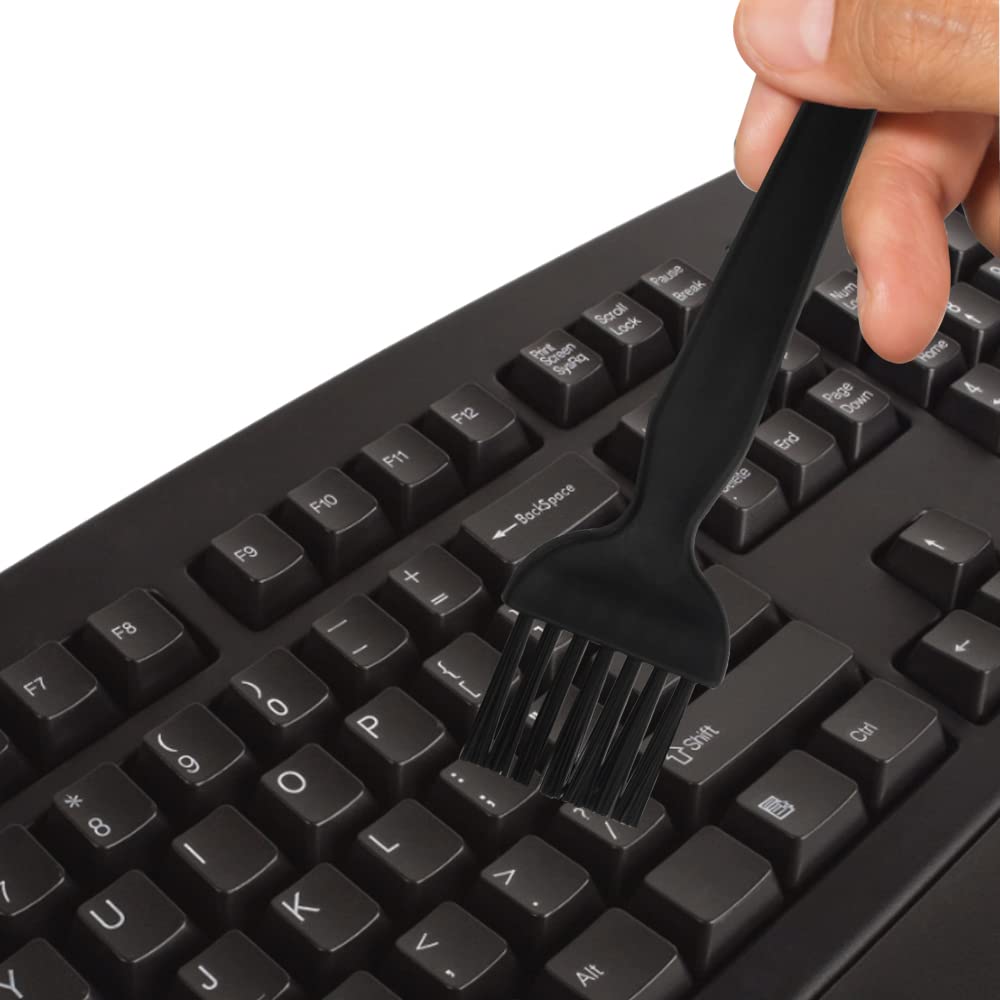10-in-1 Anti Static Keyboard Cleaning Brush Kit - Portable Nylon Bristle Computer & Car Cleaning Tools with Plastic Handle (Black) - Perfect for Office, Home, Electronics Maintenance and Auto Detailing