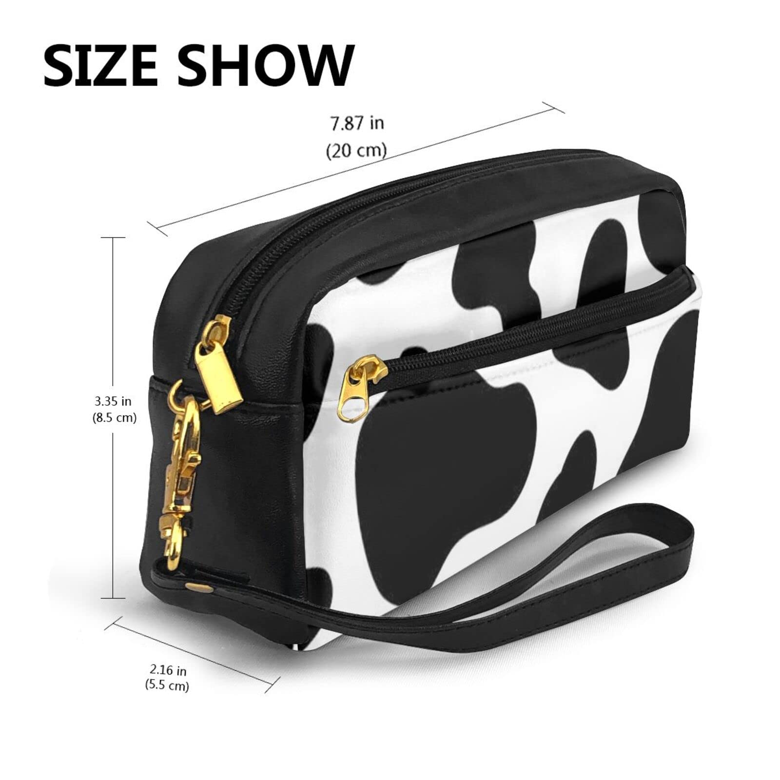 Women's Cow Print Cosmetic Bag - Small Travel Makeup Pouch & Clutch Purse for Toiletries, Makeup Organizer - Perfect for Travel, Gym, and Everyday Use