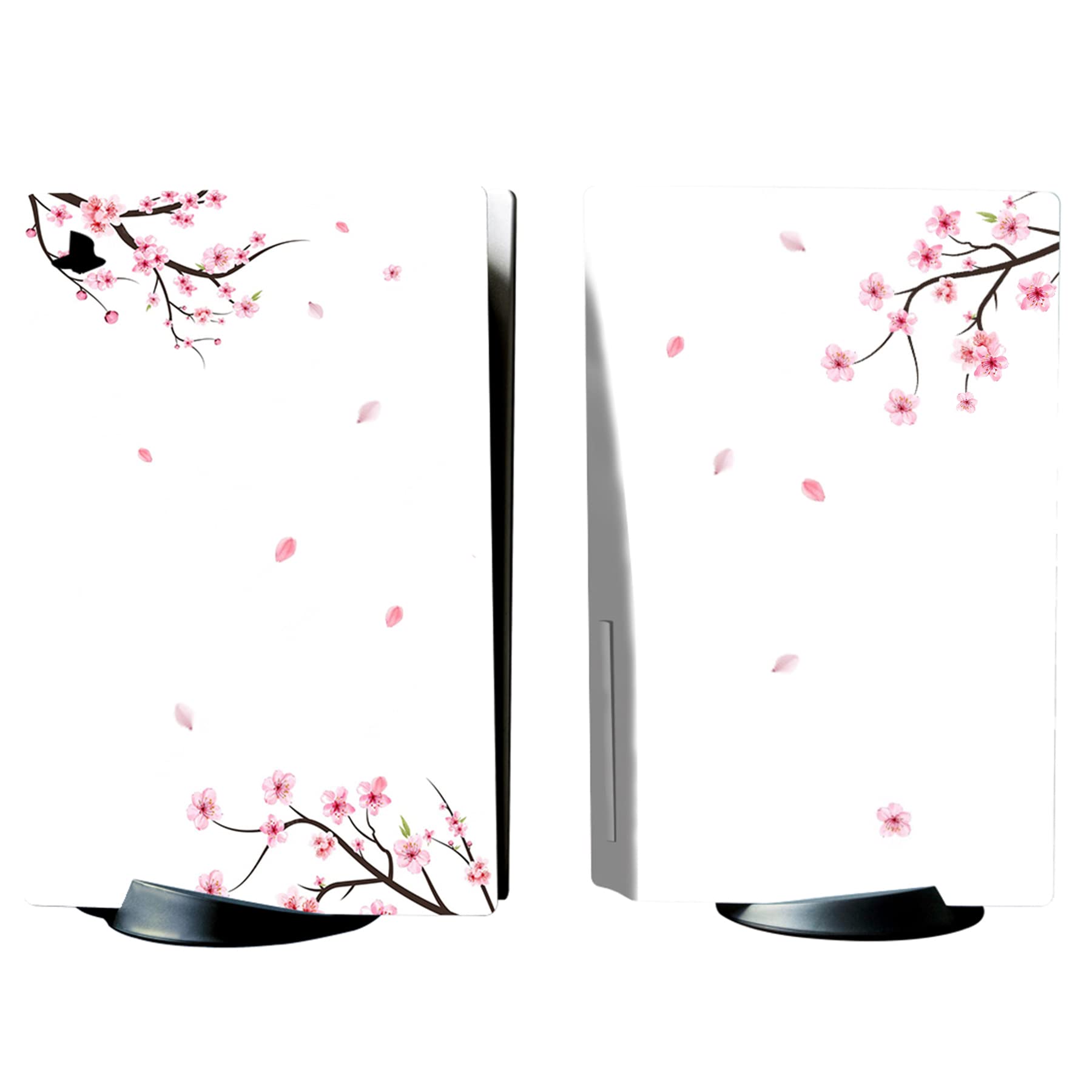 PlayVital Vinyl Skin Stickers for PS5 Console & Accessories - Cherry Blossom Design Protective Decal for PS5, Controller, Charging Dock, Headset & Media Remote | Gaming Setup Decoration & Scratch Protection