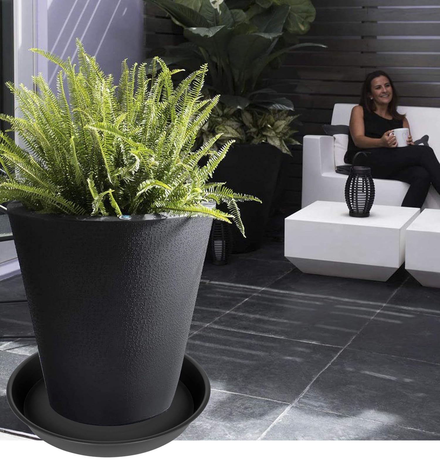 6 Pack of 12 Inch Black Plant Saucers - Round Plant Drip Trays for Indoor Flower Pots, Heavy Duty Plastic Plant Pot Saucers for Home Decor, Gardening, and Plant Protection (12
