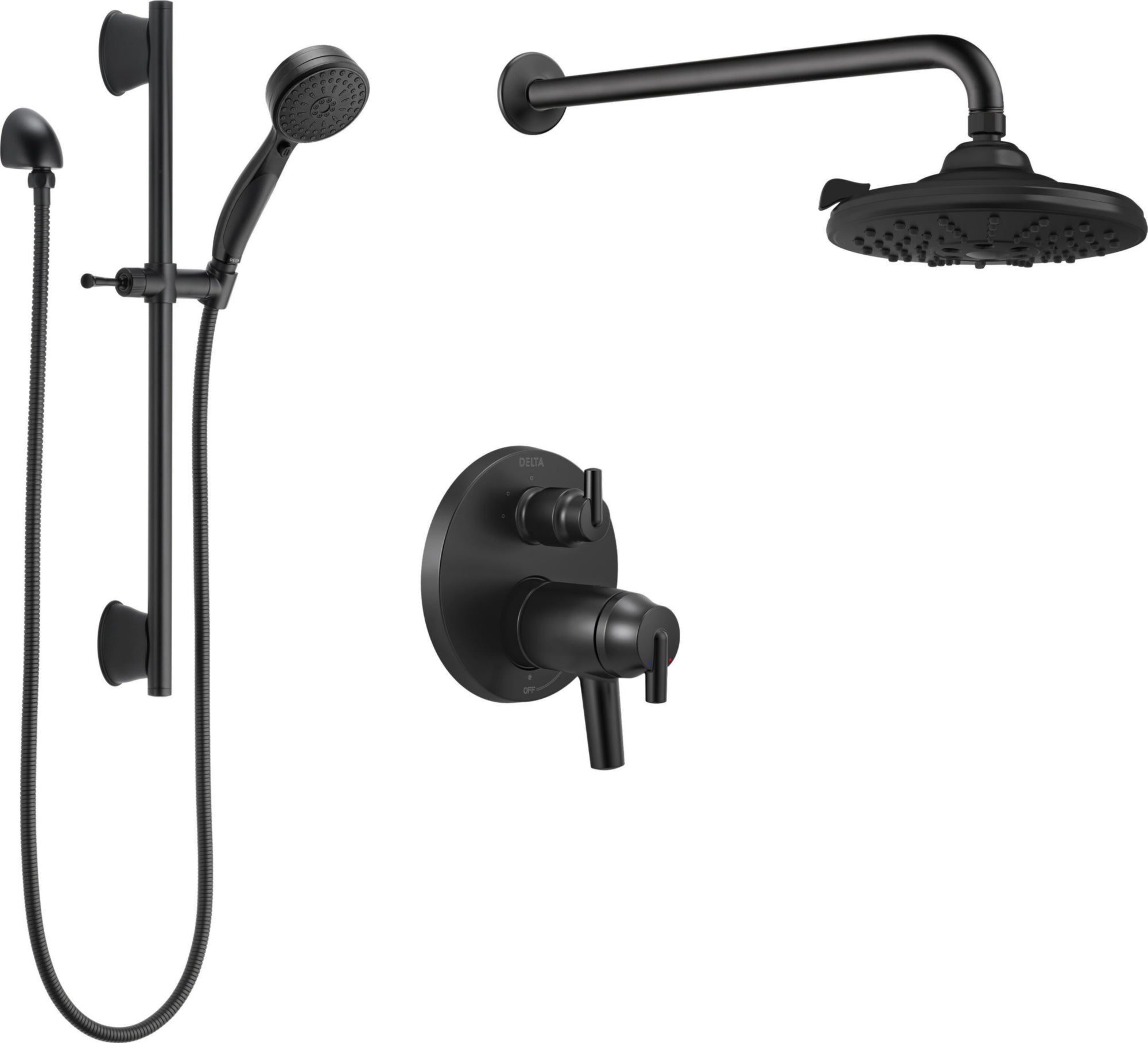 Delta 17T Series Round Shower Kit with Stops - Matte Black DF KIT26 THRBL WS - Perfect for Modern Bathroom Renovations and Home Upgrades