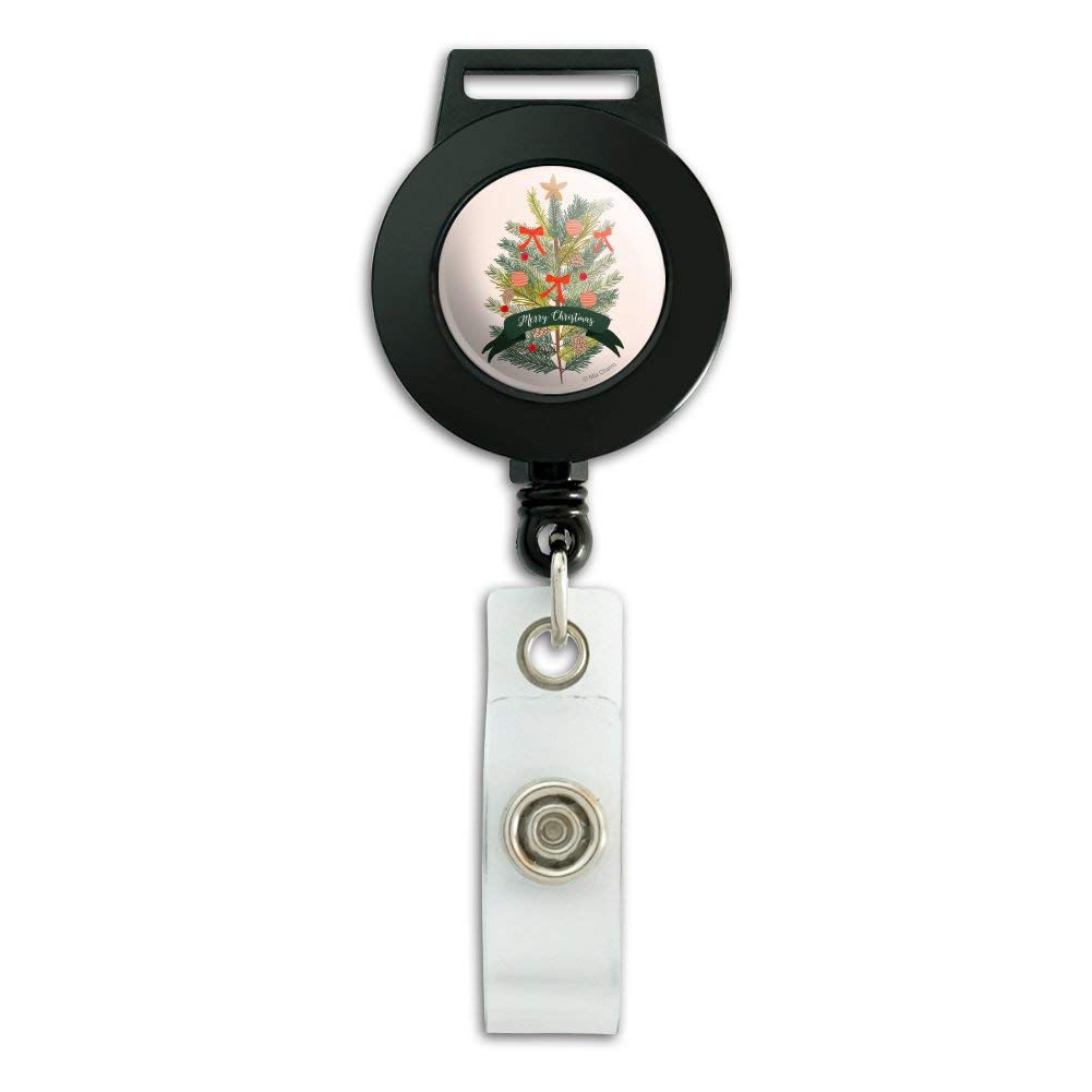 Festive Christmas Pine Tree Lanyard - Retractable Badge Holder with ID Card Reel for Office, School & Events - Holiday Party Accessories & Work Essentials