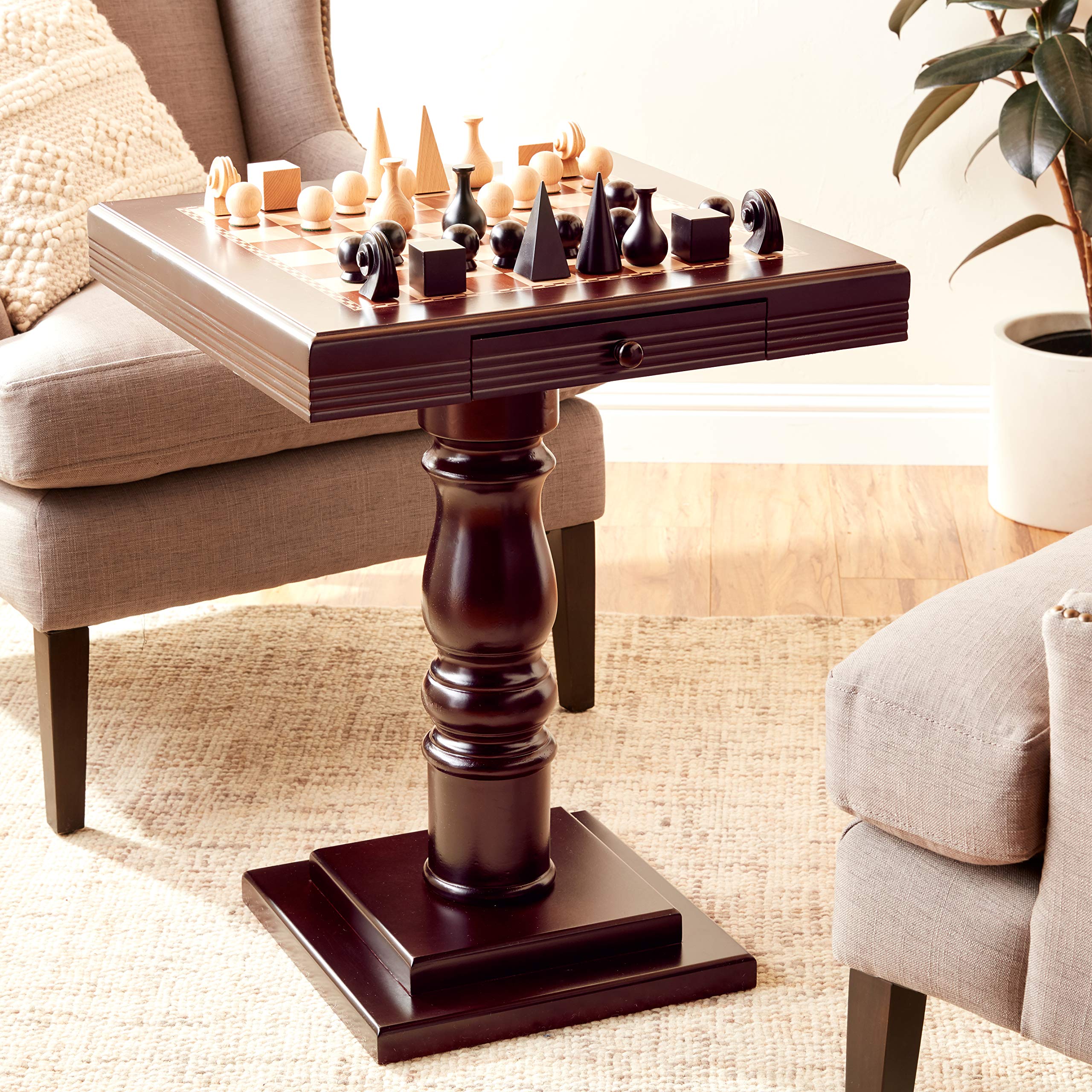 Frenchi Furniture Mahogany Coffee Table - 22.58 x 22.06 x 22.06 Inches - Solid Wood Side Table for Living Room, Office, or Bedroom - Perfect for Coffee, Books, and Decor