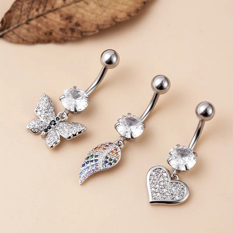 14G Hypoallergenic Butterfly Belly Button Ring - Surgical Steel Navel Piercing Jewelry for Women | Perfect for Everyday Wear, Parties & Body Piercing Enthusiasts