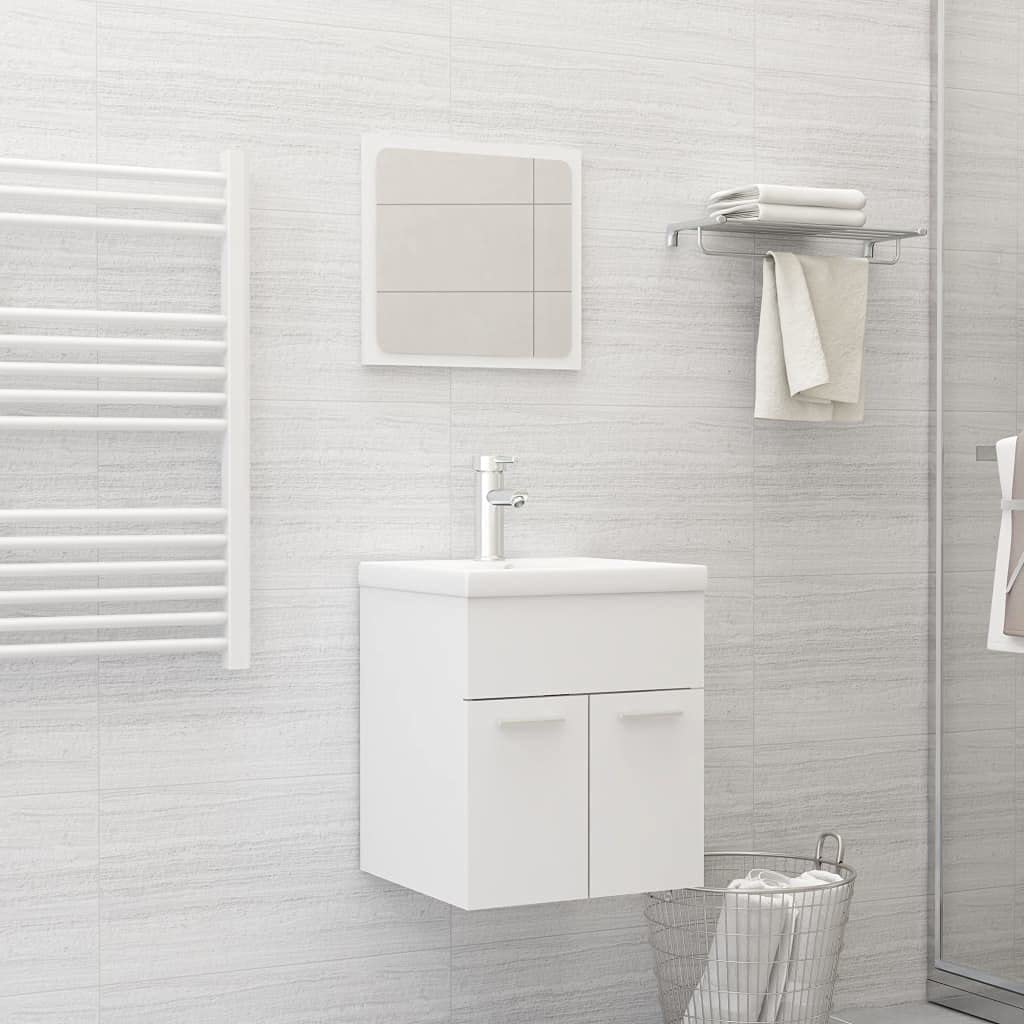 Aisifx White Chipboard Bathroom Furniture Set - Modern Vanity & Storage Cabinet for Small Bathrooms, Powder Rooms & Apartments