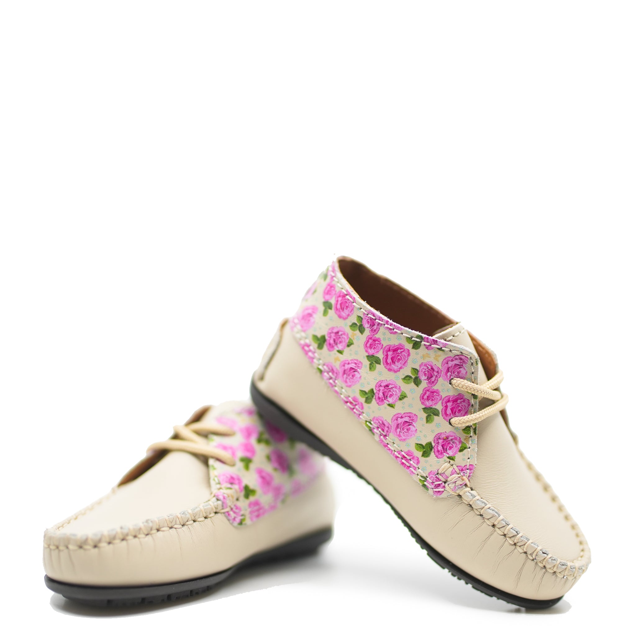 Atlanta Moccasin Taupe Roses Baby Booties - Soft Leather First Walkers for Newborn Girls & Boys - Perfect for Special Occasions & Photo Shoots