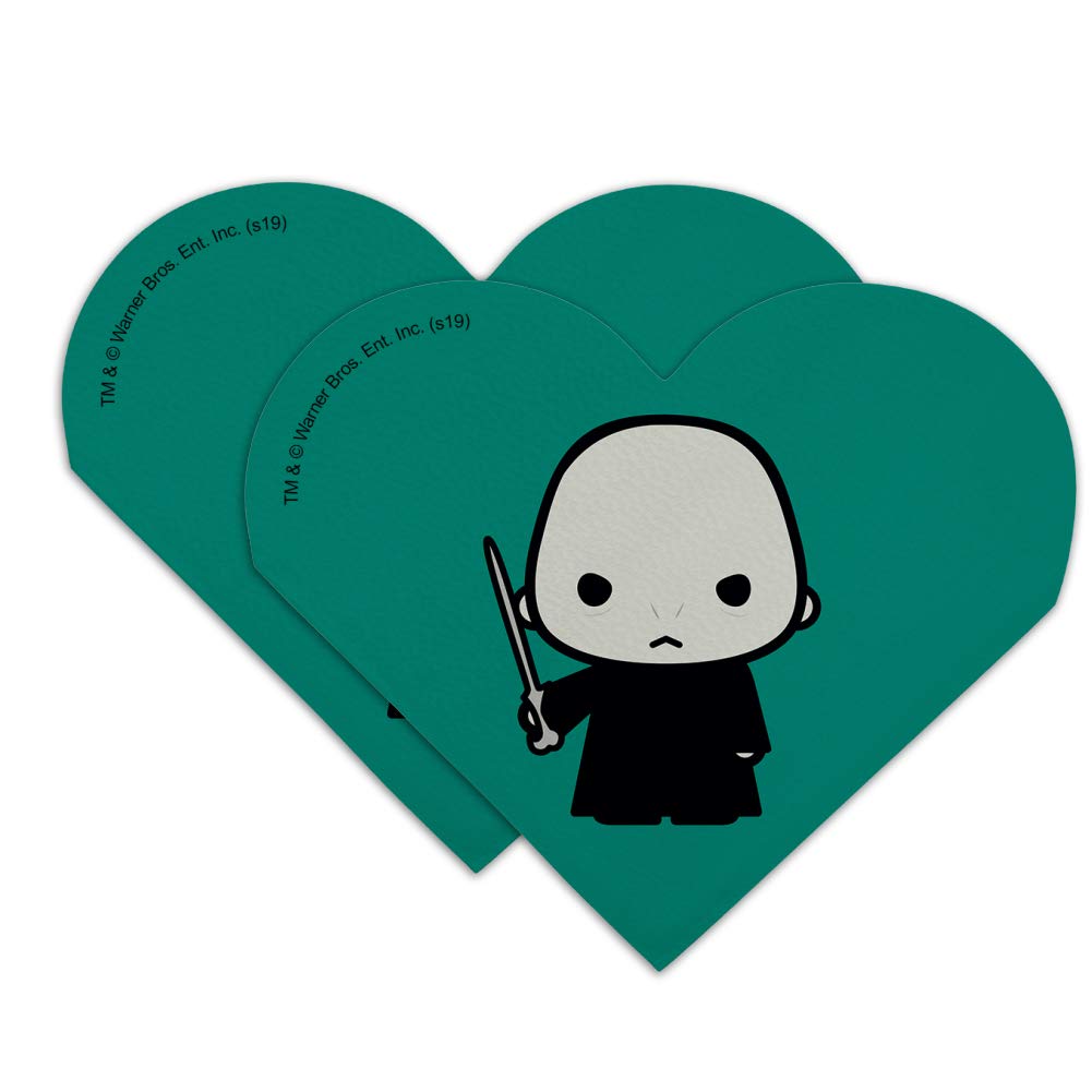 Harry Potter Voldemort Cute Chibi Character Heart Faux Leather Bookmark Set of 2 - Perfect Gift for Book Lovers & Harry Potter Fans - Great for Reading, Collecting & School Supplies