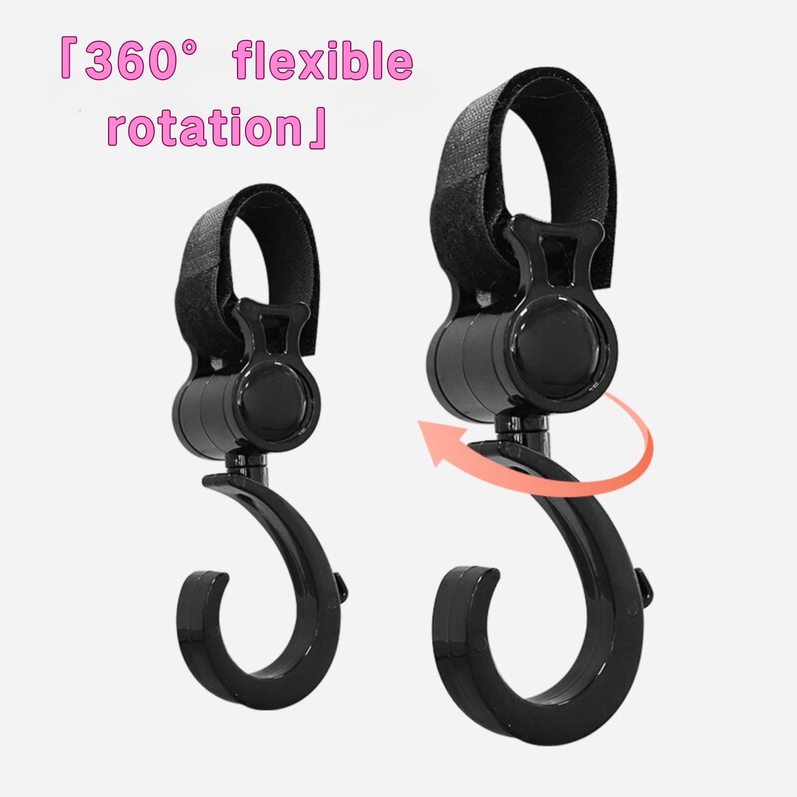 5 Pack 360° Rotating Stroller Hooks - Heavy Duty Walker Hooks for Hanging Diaper Bags, Purses & Shopping Bags on Wheelchairs, Rollators & Bikes - Perfect for Parents, Seniors & Disabled Individuals (Baby Stroller Accessories, Mobility Aid Organizer)