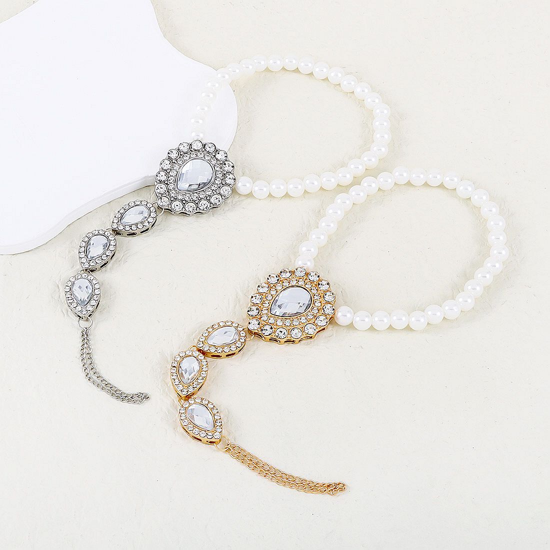 Bohemian Rhinestone Pearl Anklet Chain Bracelet Toe Ring Jewelry for Women | D0571 | Perfect for Beach, Summer Outfits and Boho Fashion Accessories