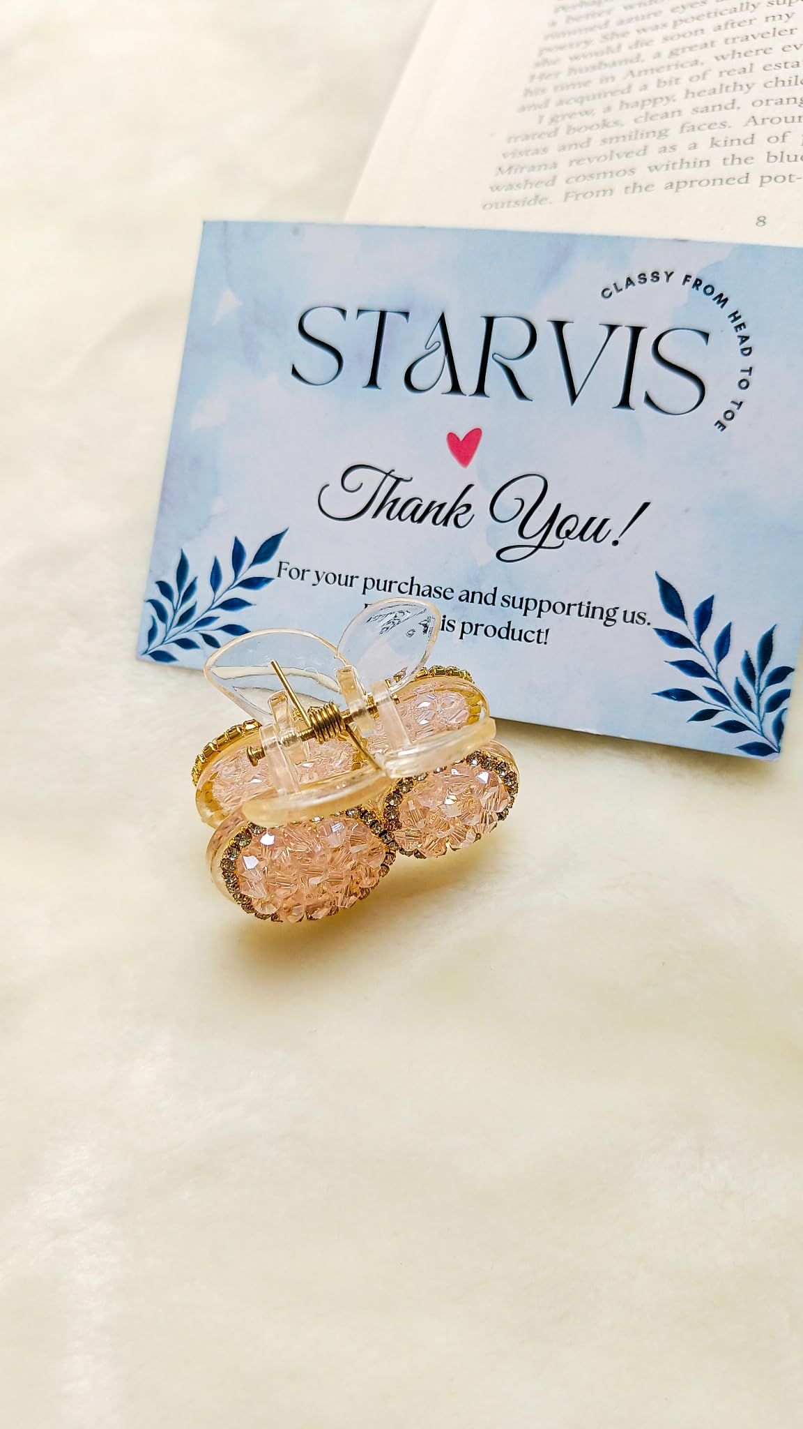 Starvis 2-Piece Round Hair Claw Clips for Women - Korean Style Bling Pearl Crystal Rhinestone Hair Accessories for Girls & Women - Perfect for Mini Ponytails, Butterfly Hairstyles, and Everyday Use