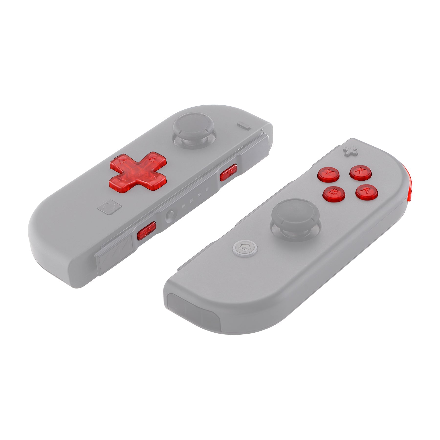 eXtremeRate D-Pad Replacement Buttons for Nintendo Switch Joy-Con - Transparent Clear Red | Compatible with eXtremeRate D-Pad Shell | Perfect for Gaming, DIY Mods & Controller Customization
