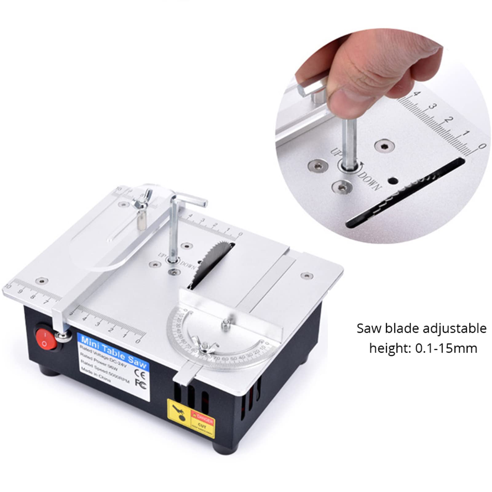 Mini Table Saw for Crafts - 96W Portable Precision Electric Saw with 7 Adjustable Speeds & 4 Blades | Perfect for Wood, Plastic, Acrylic Cutting | DIY Model Making, Hobby Projects & Small Woodworking Tasks
