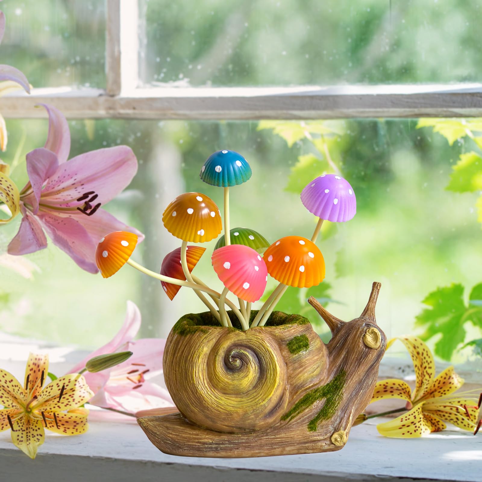 Solar Powered Outdoor Fairy Garden Lights - Snail Statue Decor for Lawn, Patio, Balcony | Waterproof LED Garden Accessories for Women, Mom, Grandma | Perfect for Easter, Housewarming Gifts & Nighttime Landscape Lighting