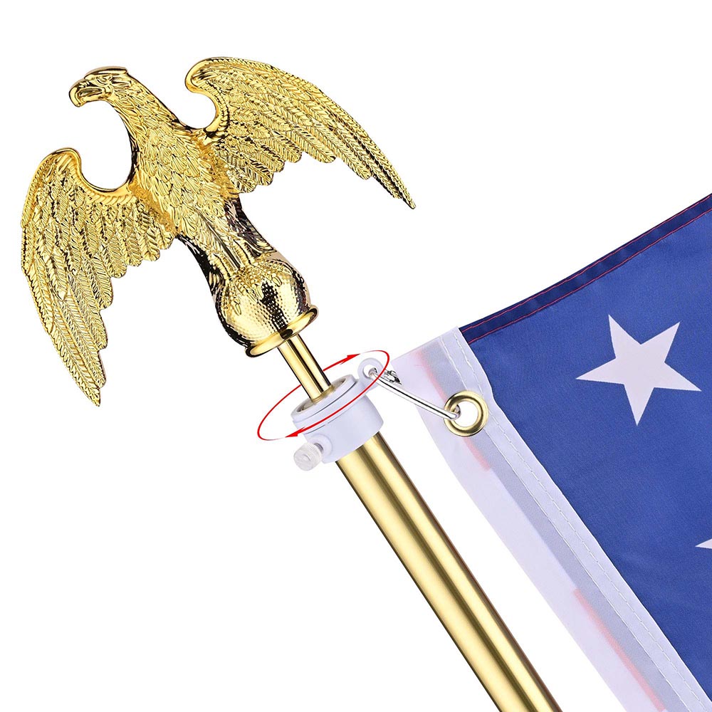 6 ft Indoor Flag Poles with Stand - Set of 2 (Ball or Eagle Topper Options) | American & State Flags Display for Home, Office, or Classroom Decor