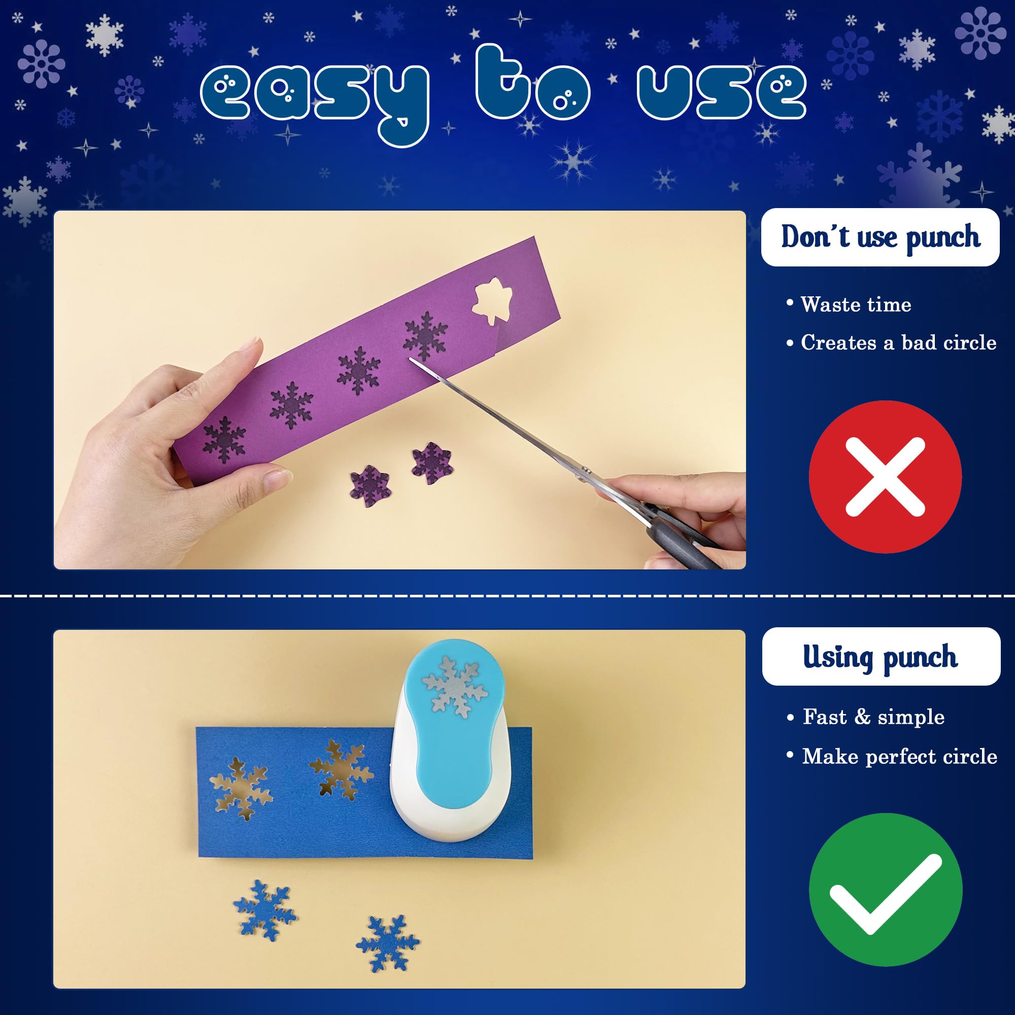 1-Inch Snowflake Paper Punch for Christmas Crafts, Scrapbooking, DIY Cards & Holiday Decorations - Perfect for Festive Gifts, Home Decor & Winter Art Projects