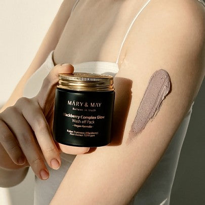 Mary & May Blackberry Complex Glow Wash Off Face Mask 125g - Brightening & Hydrating Facial Treatment for Dull Skin | Perfect for Nighttime Skincare Routine