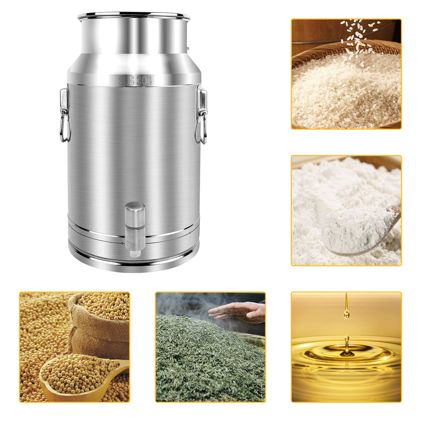 Premium 35L (9.25 Gallon) 304 Stainless Steel Milk Can & Wine Pail with Airtight Lid - Heavy Duty Food Grade Storage Container for Dairy, Brewing, and Liquid Transport - Perfect for Farm Fresh Milk Collection, Home Winemaking, and Commercial Kitchen Use