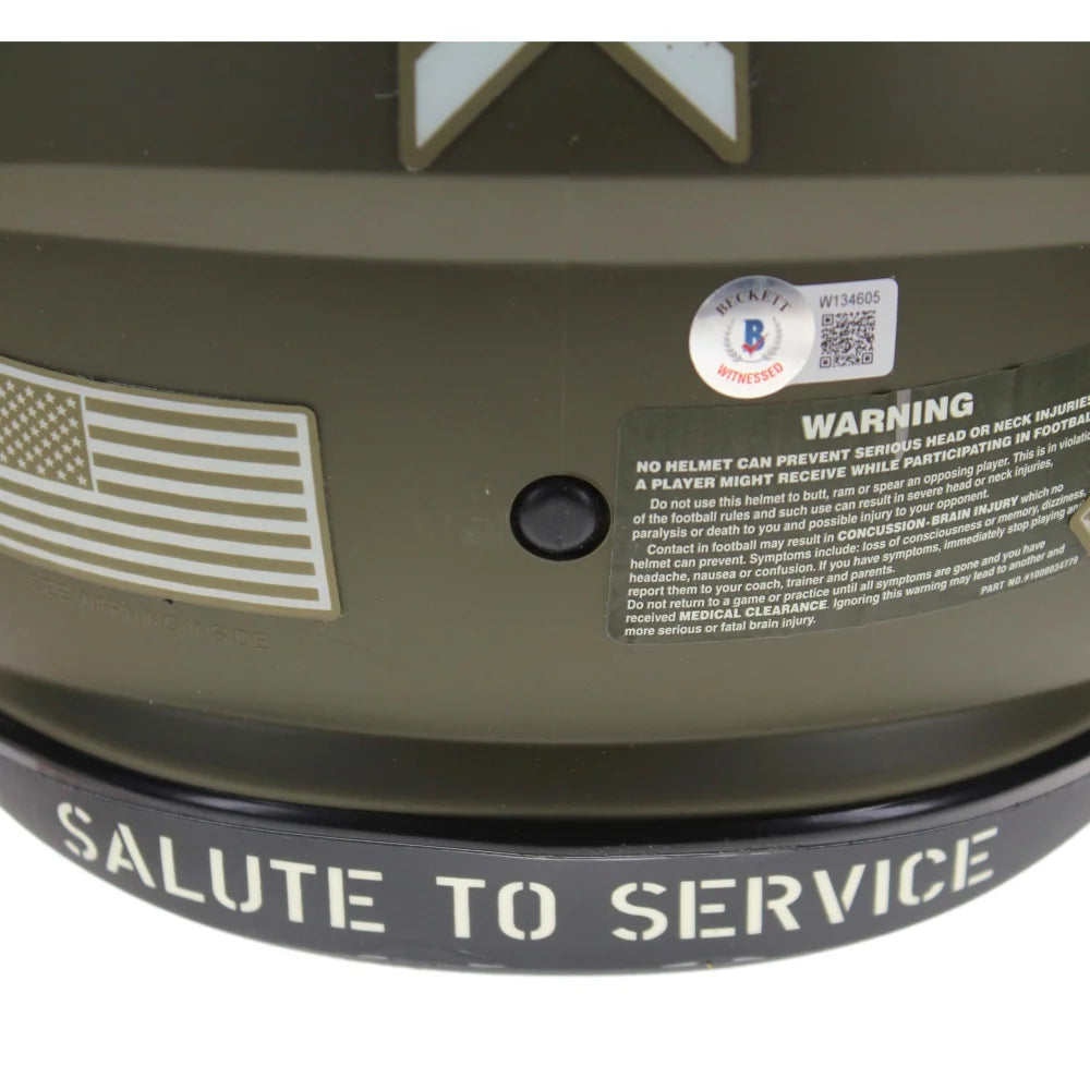 Josh Allen Autographed Buffalo Bills Salute to Service Speed Helmet with BAS COA - Perfect for NFL Fans, Collectors & Game Room Decor