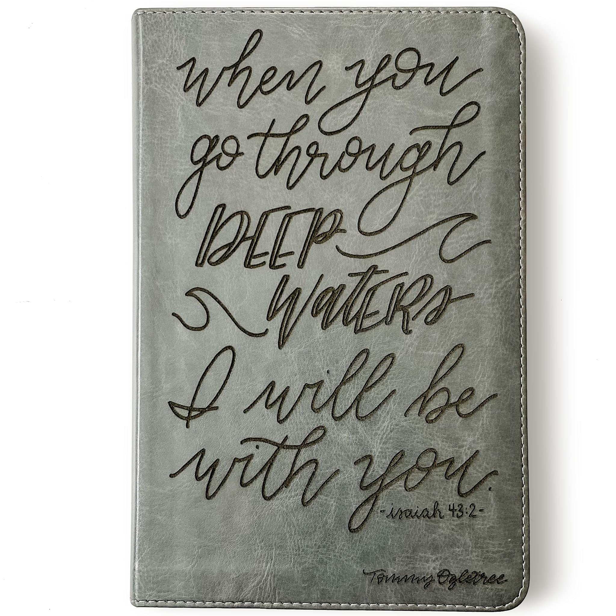 Hand Lettered & Laser Engraved ESV Student Study Bible - Gray TruTone Leather Cover with Custom Name Engraving | Personalized Christian Gift for Graduation, Baptism & Daily Devotion