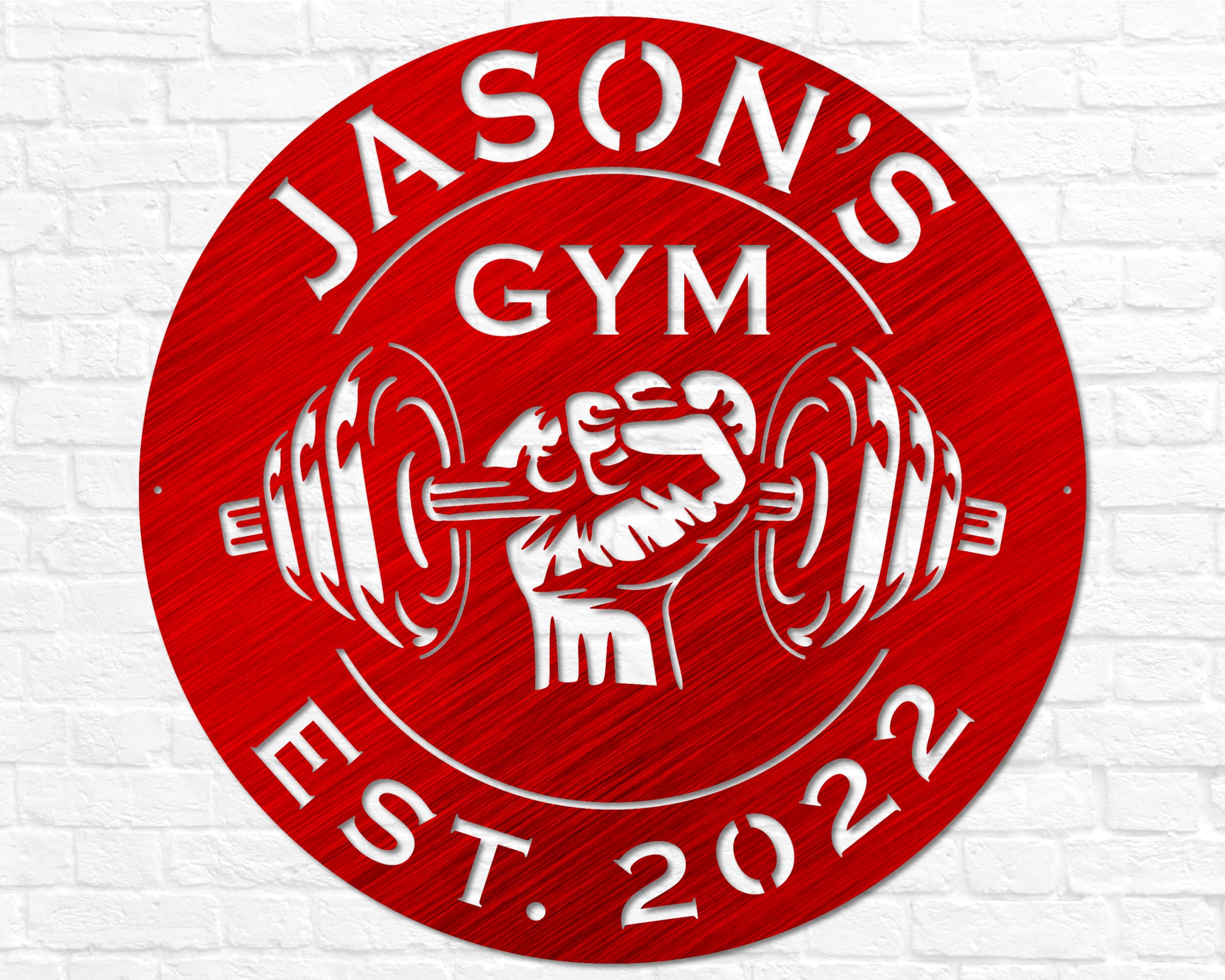 Custom Metal Dumbbell Gym Sign - Personalized Workout Room Wall Art for Home & Garage Gym Decor