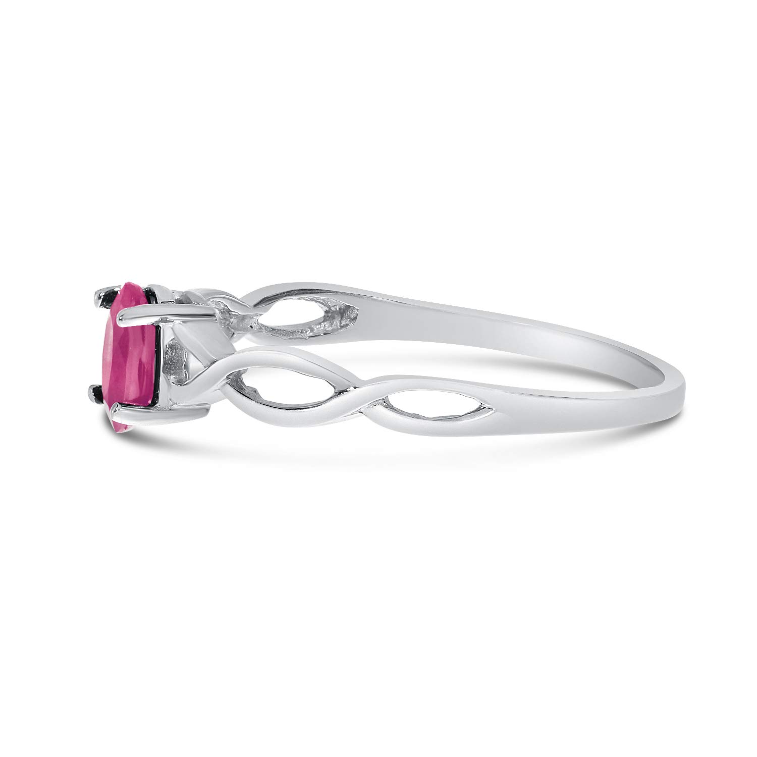 10K White Gold Oval Pink Topaz Ring for Women – Elegant Birthstone Jewelry Gift for Anniversary, Engagement & Special Occasions