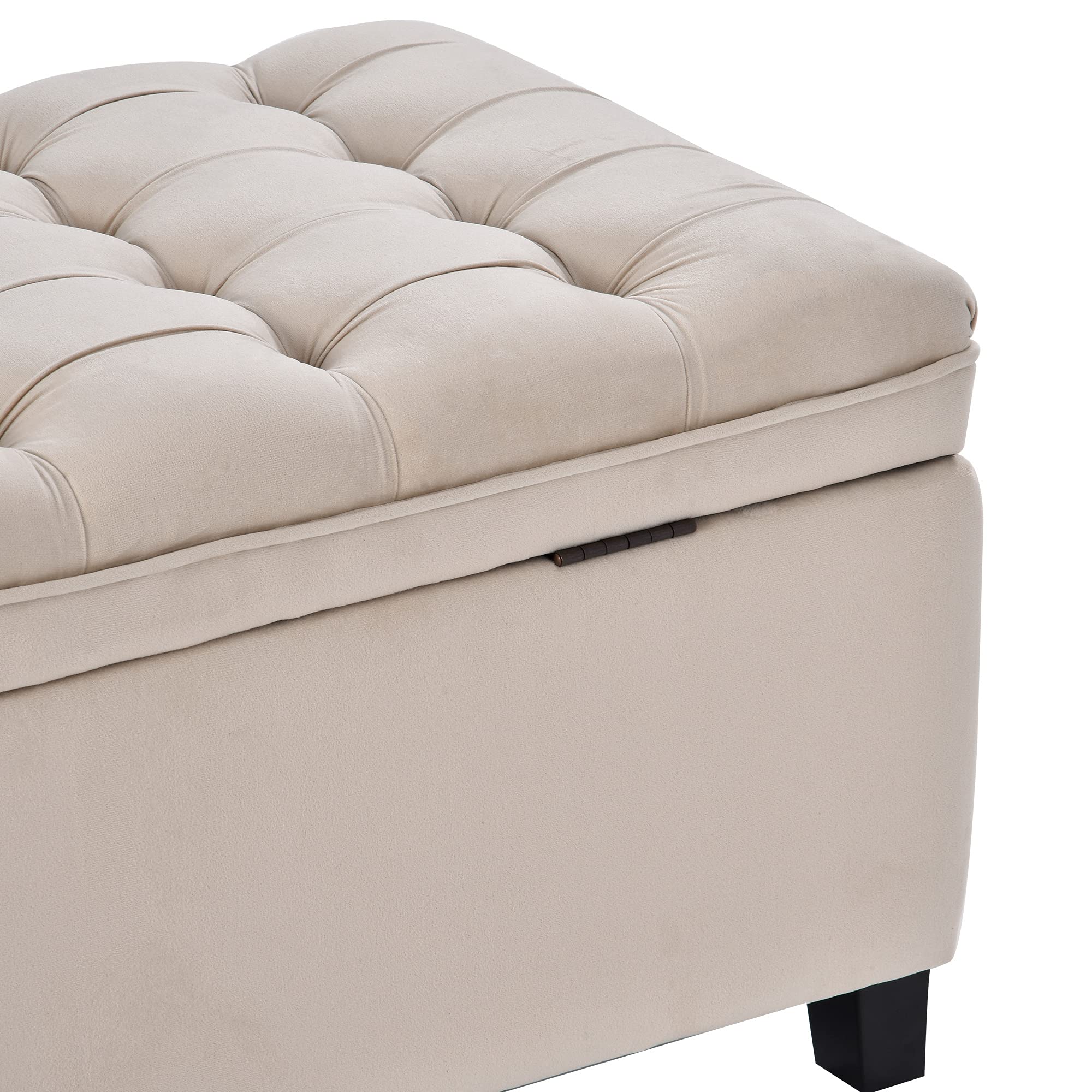 Storage Bench with Flip Top Lid - Upholstered Ottoman Stool with Padded Seat, Multi-Functional Storage Chest for Bedroom & Living Room (Beige) - Perfect for Extra Seating, Blanket Storage, and Bedroom Organization