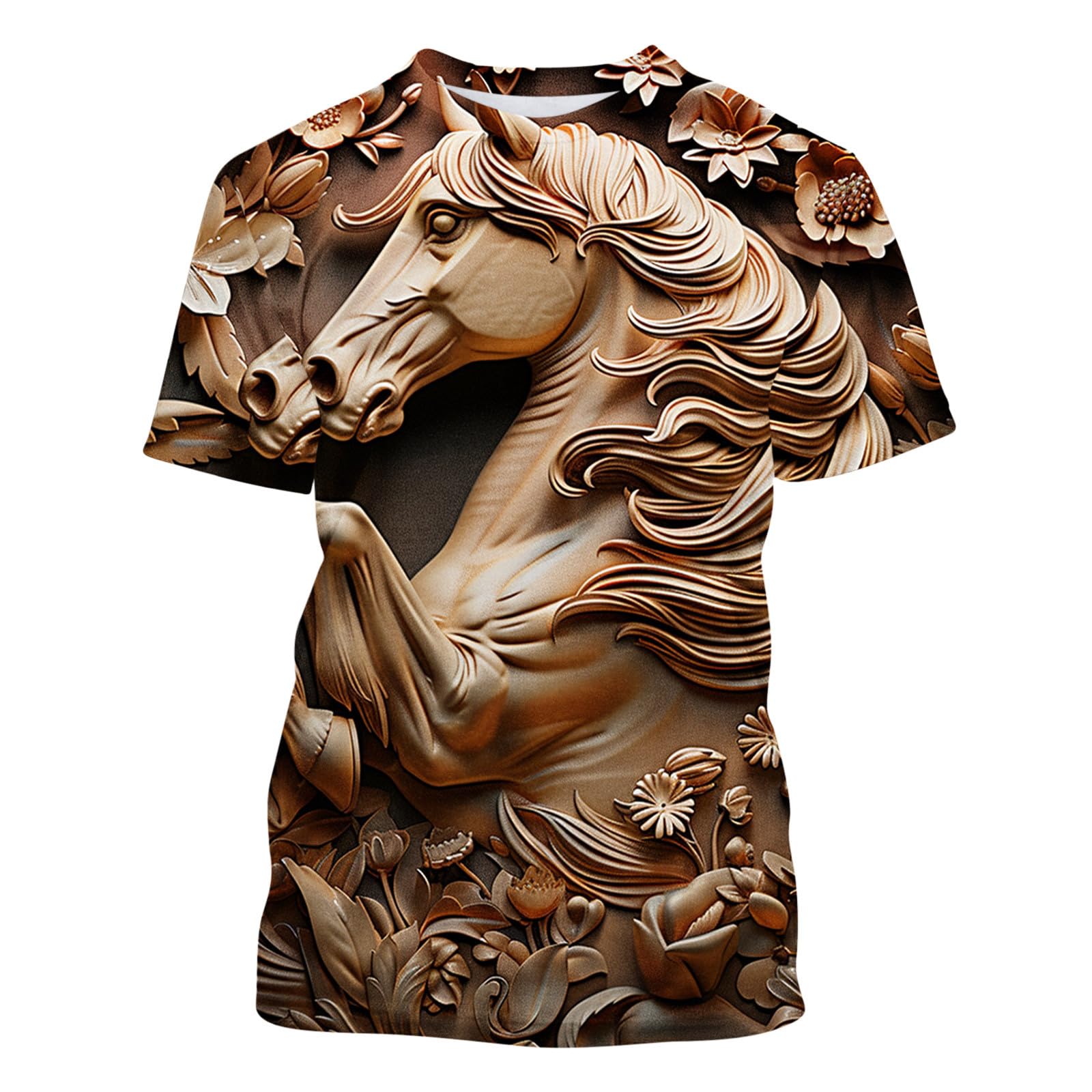3D Horse Printed Men's Graphic T-Shirt - 2024 Trendy Short Sleeve Novelty Tee for Summer | Casual Wear, Street Fashion & Outdoor Activities