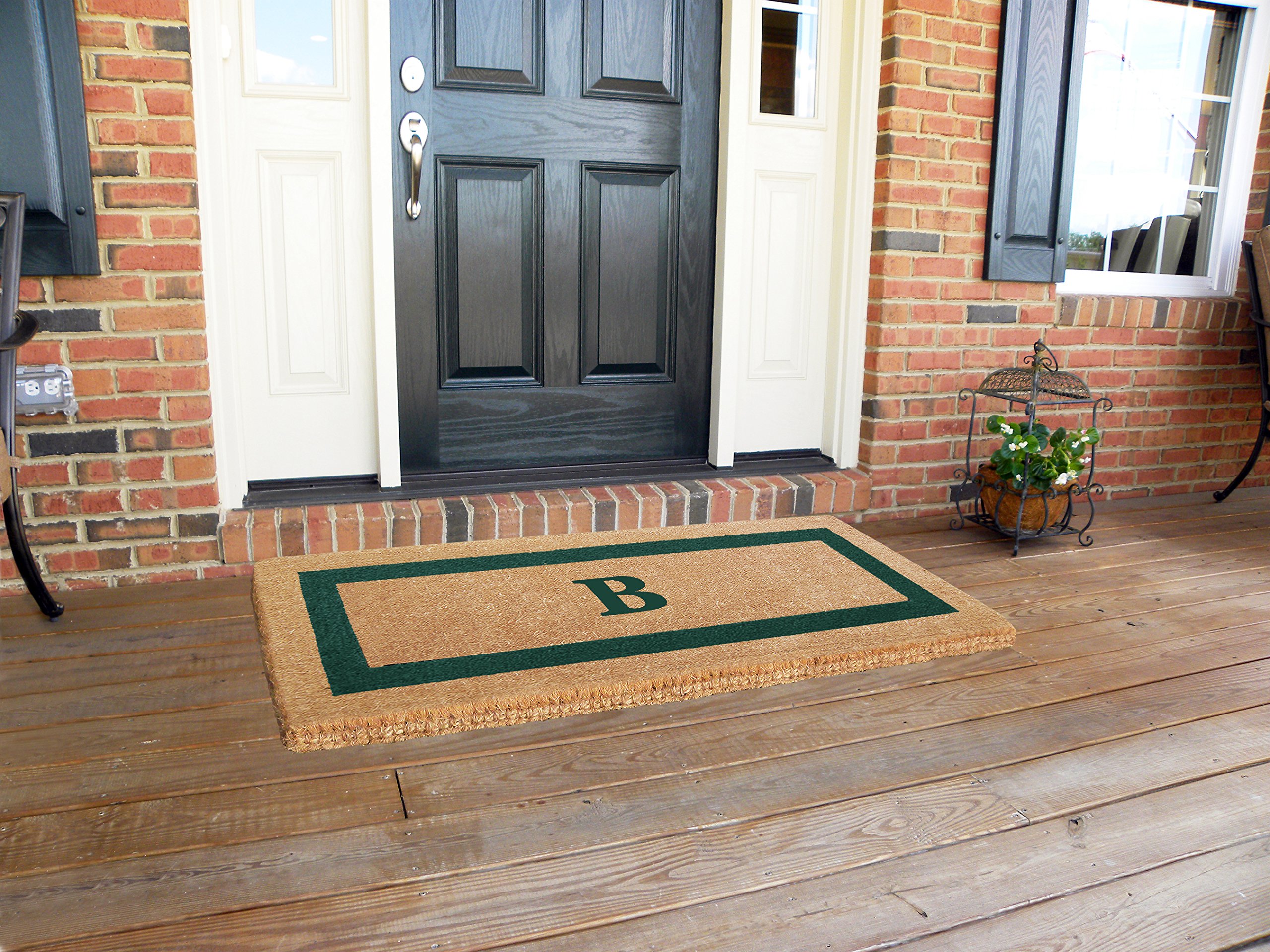 Premium Heavy Duty Coir Door Mat - Personalized Monogram B, Single Picture Frame Design, Natural Coconut Fiber Welcome Mat, Durable Handcrafted Outdoor Rug, Eco-Friendly 24