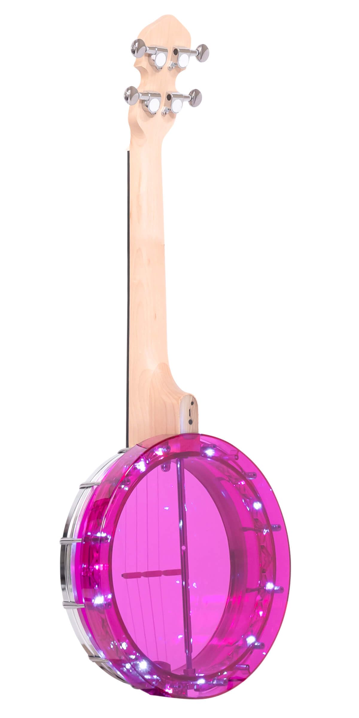 Gold Tone LGLT-A LED Light Up See-Through Banjo Ukulele with Amethyst Gem - Transparent Electric Ukelele for Stage Performance & Nighttime Playing