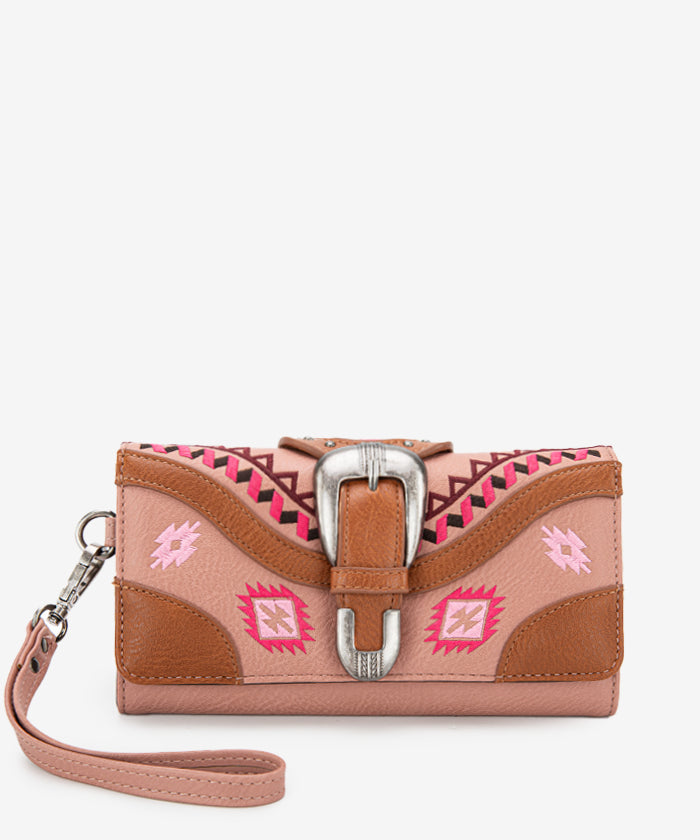 Montana West Southwestern Buckle Wristlet - Stylish Leather Clutch Purse for Women | Perfect for Parties, Date Nights & Everyday Use
