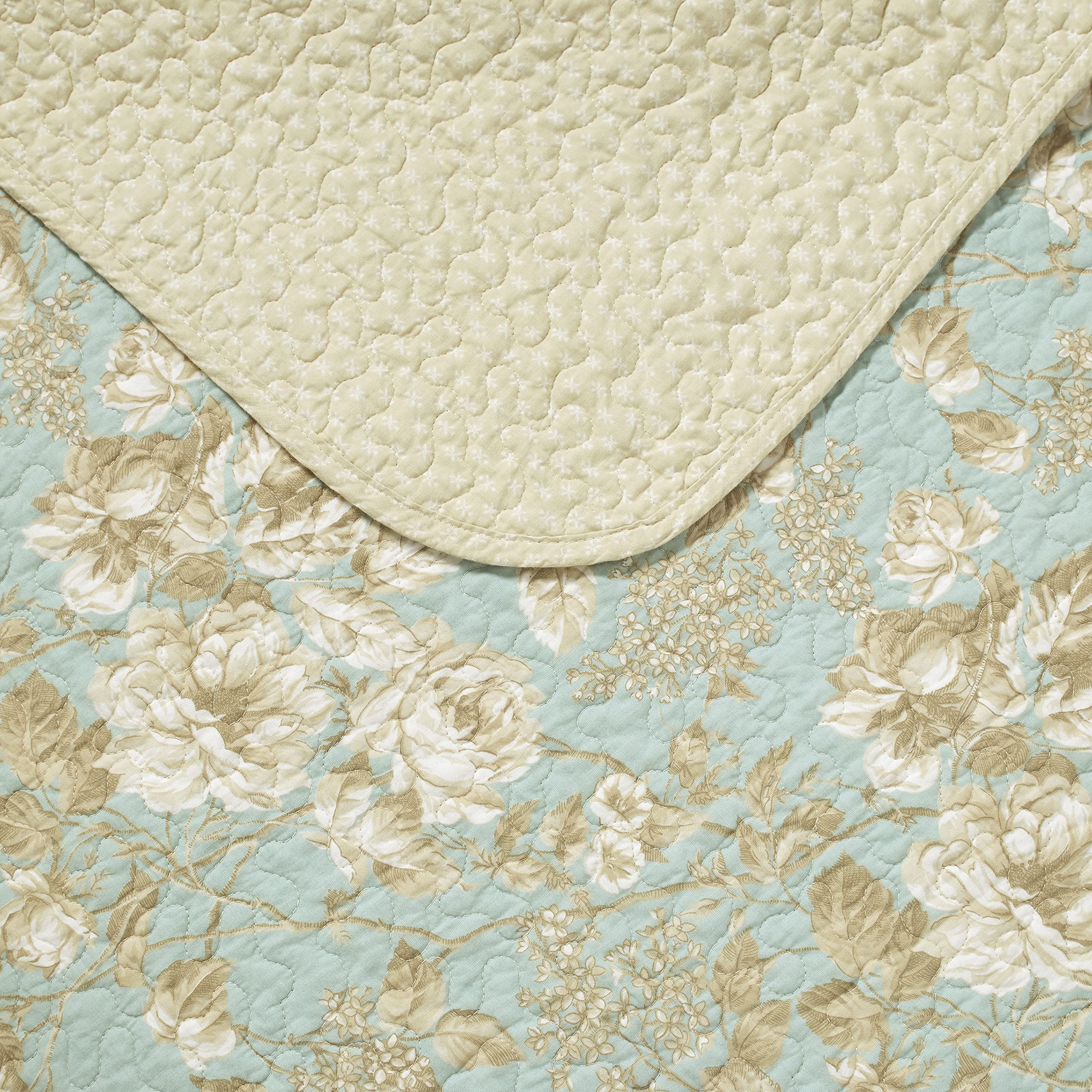 Laura Ashley Home - Queen Size Reversible Cotton Quilt Set with Matching Shams, Brompton Green - All Season Bedding for Comfort & Style | Perfect for Master Bedroom, Guest Room & Cozy Home Decor